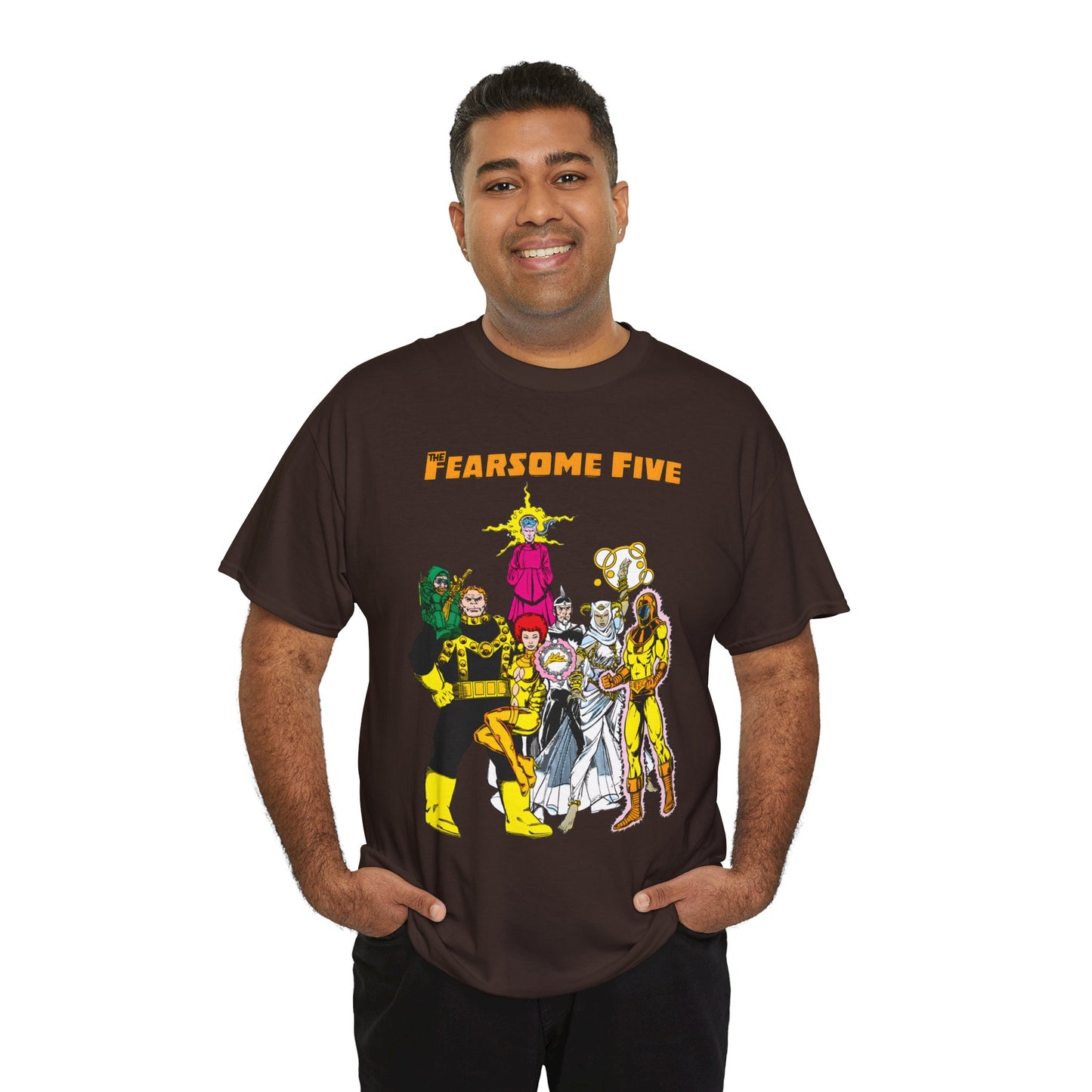Fearsome Five T-Shirt - George Perez Art - Dr Light, Shimmer, Mammoth, Gizmo, Psimon, Jinx, Neutron - Who's Who Art - DC Comics