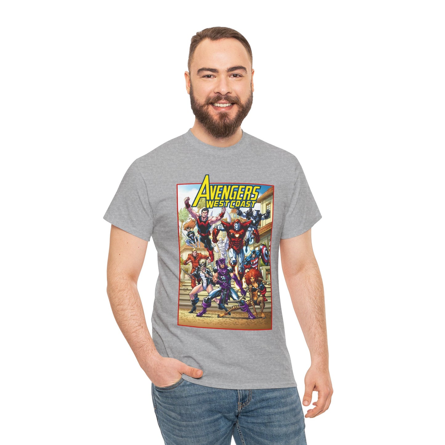 West Coast Avengers T-Shirt - Todd Nauck Art - Hawkeye, Iron Man, Wonder Man, Tigra, Vision - Marvel Comics
