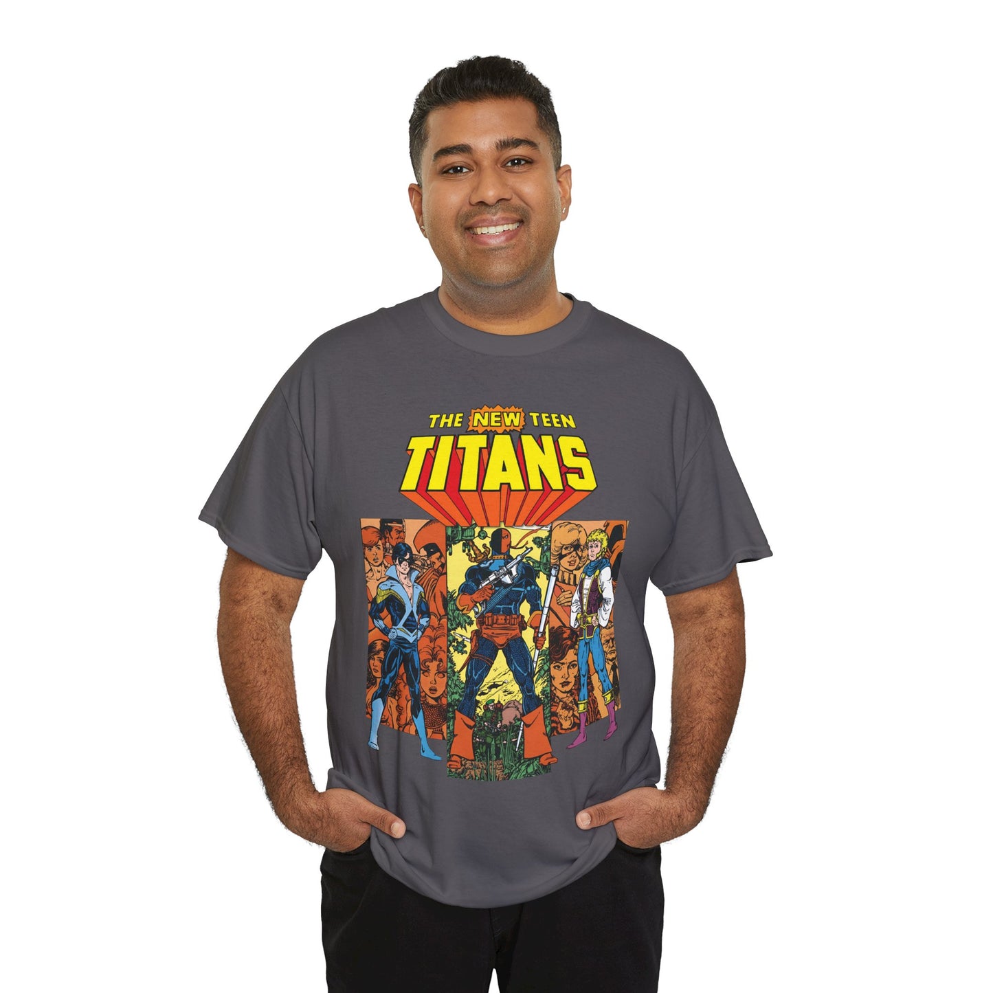 New Teen Titans T-Shirt - George Perez Art - Judas Contract - Nightwing, Jericho, Deathstroke, Changeling. Starfire - DC Comics