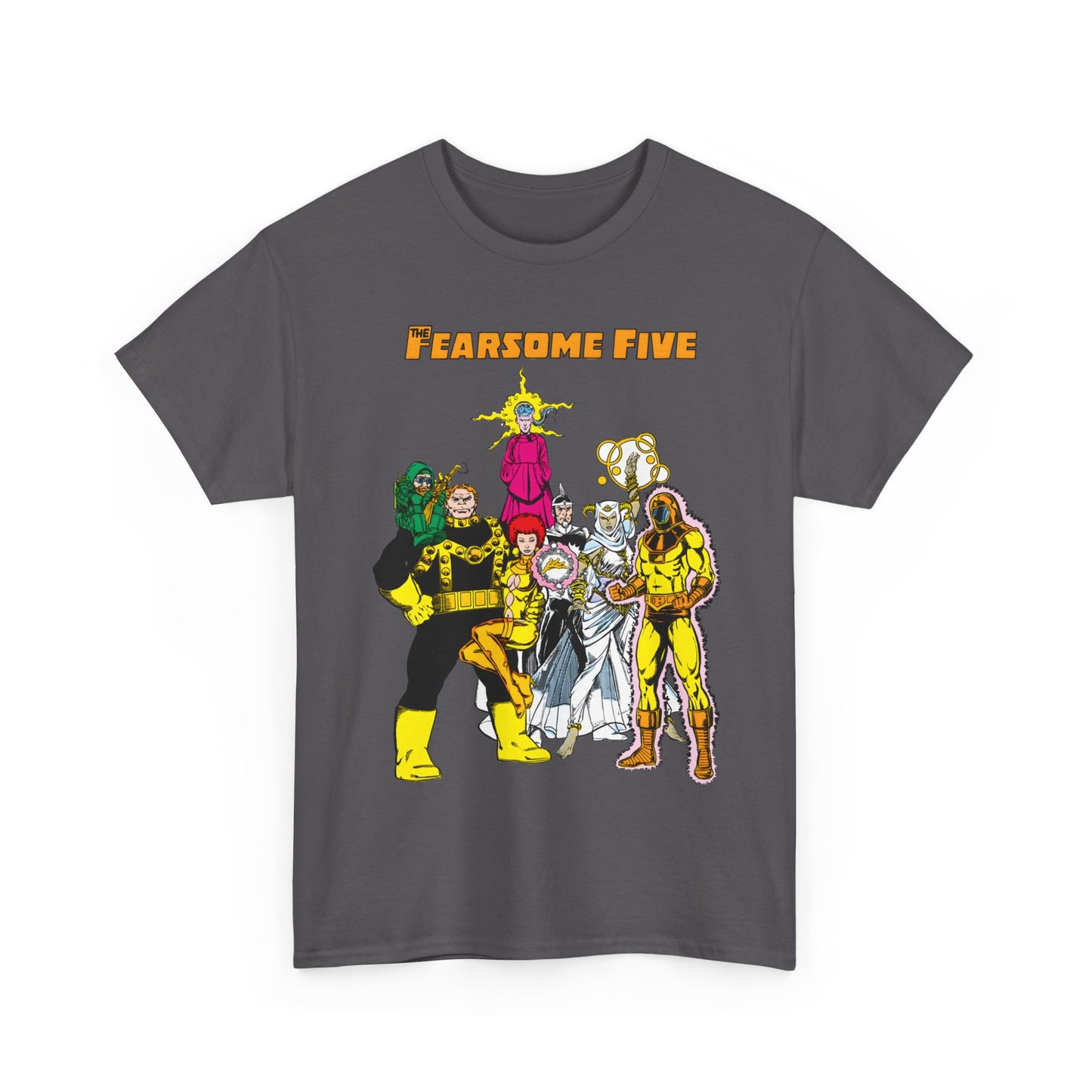 Fearsome Five T-Shirt - George Perez Art - Dr Light, Shimmer, Mammoth, Gizmo, Psimon, Jinx, Neutron - Who's Who Art - DC Comics