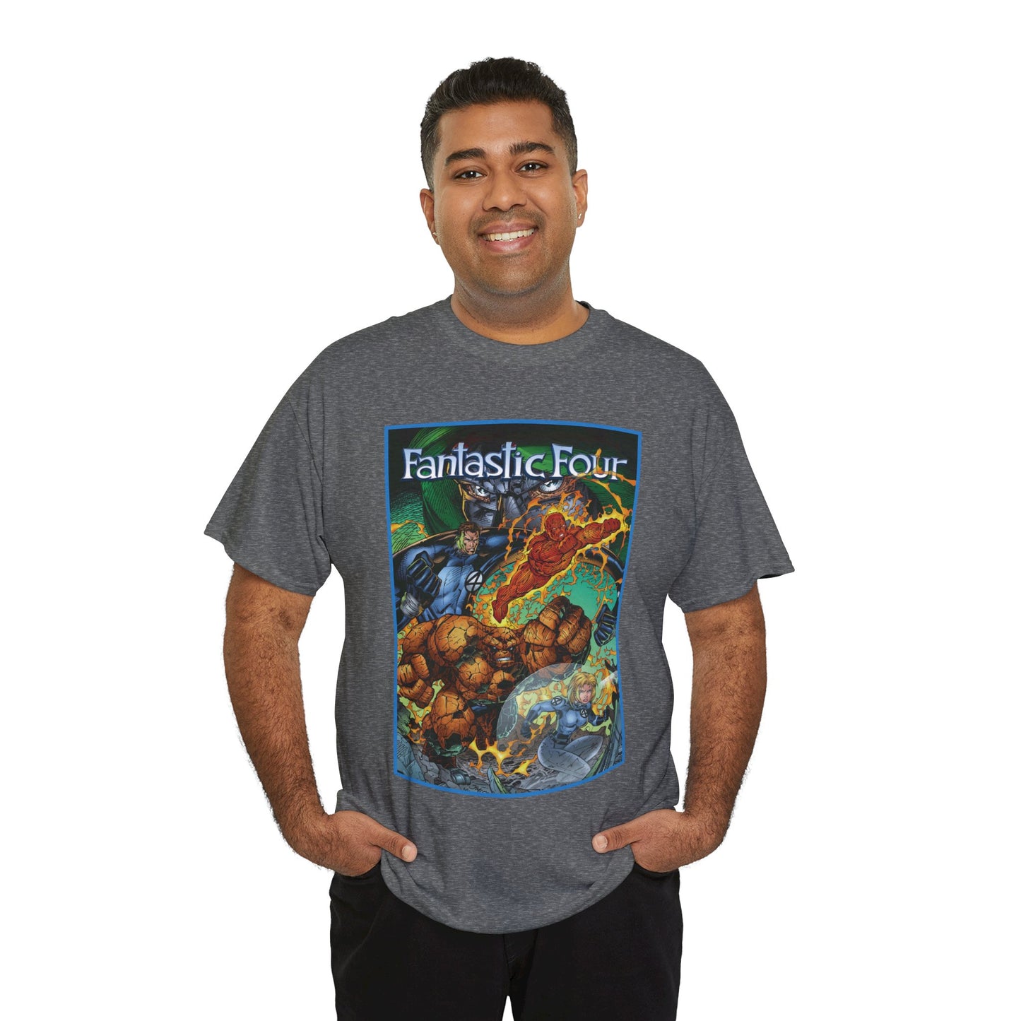 Fantastic Four T-Shirt - Jim Lee Art - The Thing, Human Torch, Reed Richards, Invisible Woman - Marvel Comics - Heroes Reborn