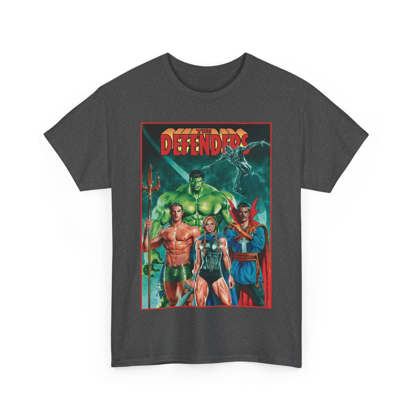 Defenders T-Shirt - Dr Strange, Valkyrie, Hulk, Namor, Silver Surfer - Marvel Comics - Popular 1970s Series
