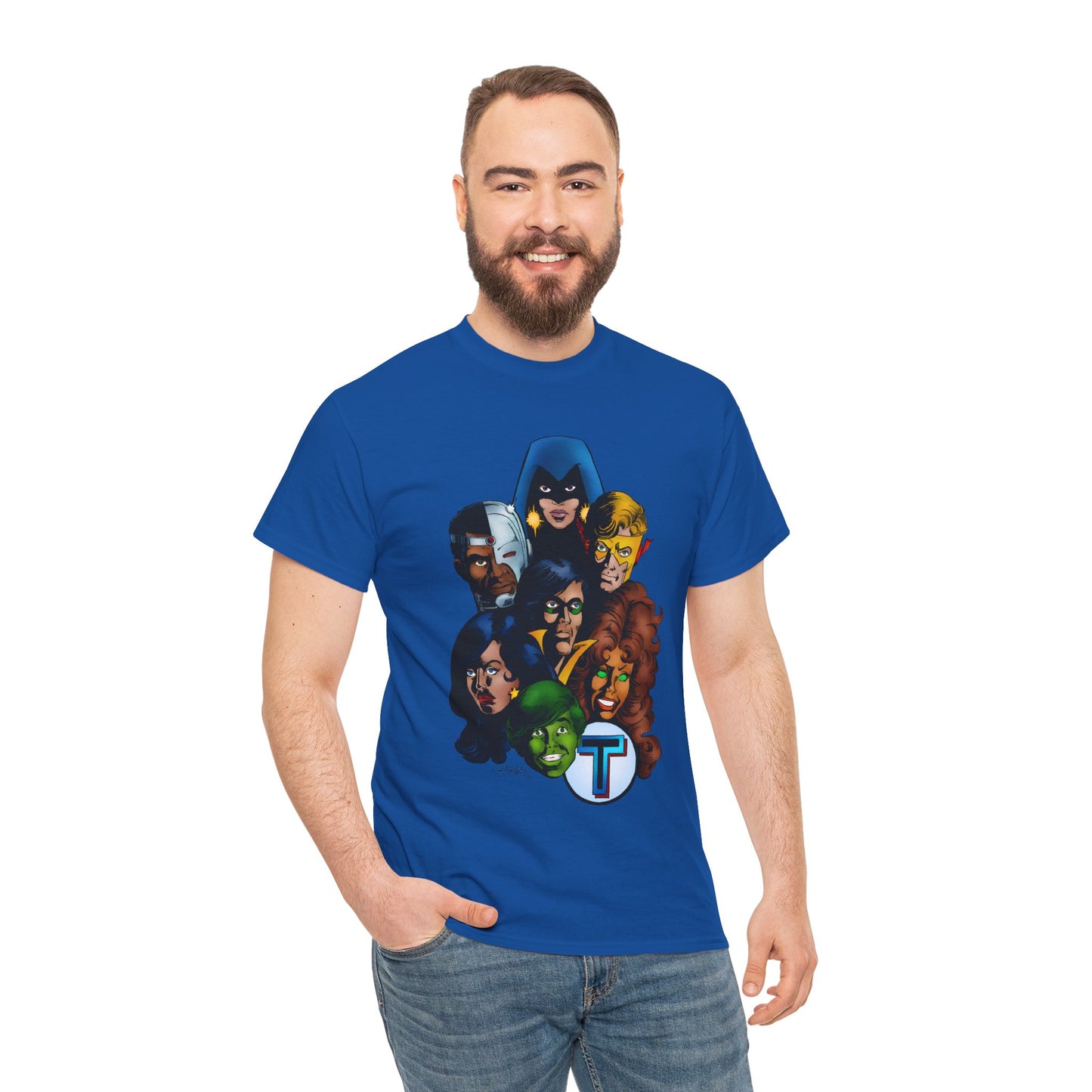 New Teen Titans T-Shirt - George Perez Art - Robin, Wonder Girl, Cyborg, Raven, Starfire, Kid Flash - DC Comics