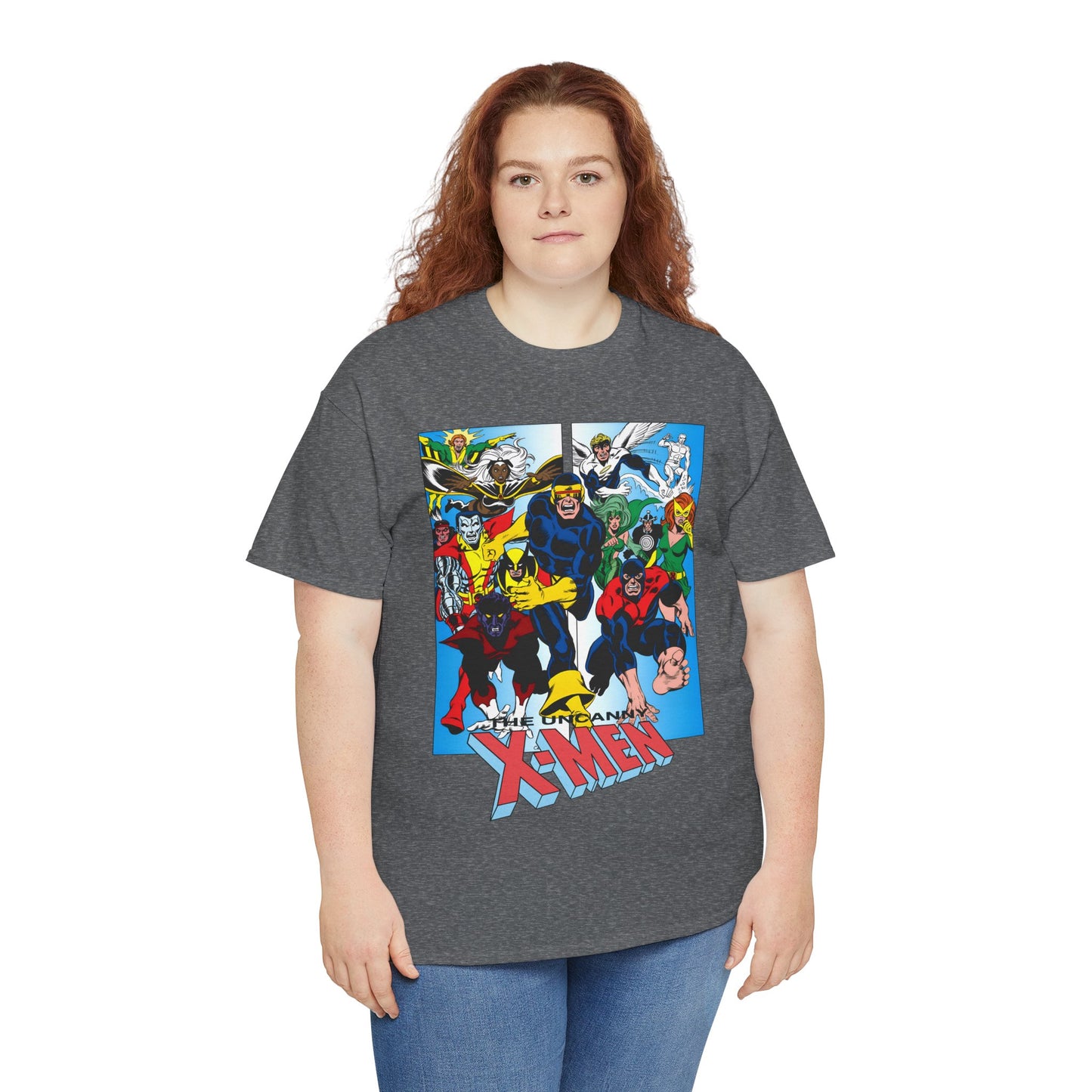 Uncanny X-Men T-Shirt - Classic Dave Cockrum Art - Popular Marvel Comics Series - Wolverine, Storm, Cyclops, Nightcrawler, Jean Grey, Iceman, Banshee, Beast