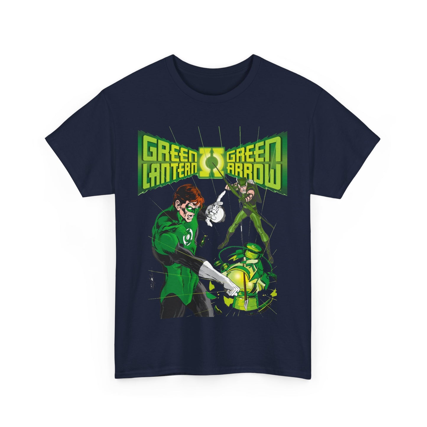 Green Lantern & Green Arrow T-Shirt - Neal Adams Art - Hal Jordan & Oliver Queen - Justice League Members - 1970s DC Comics