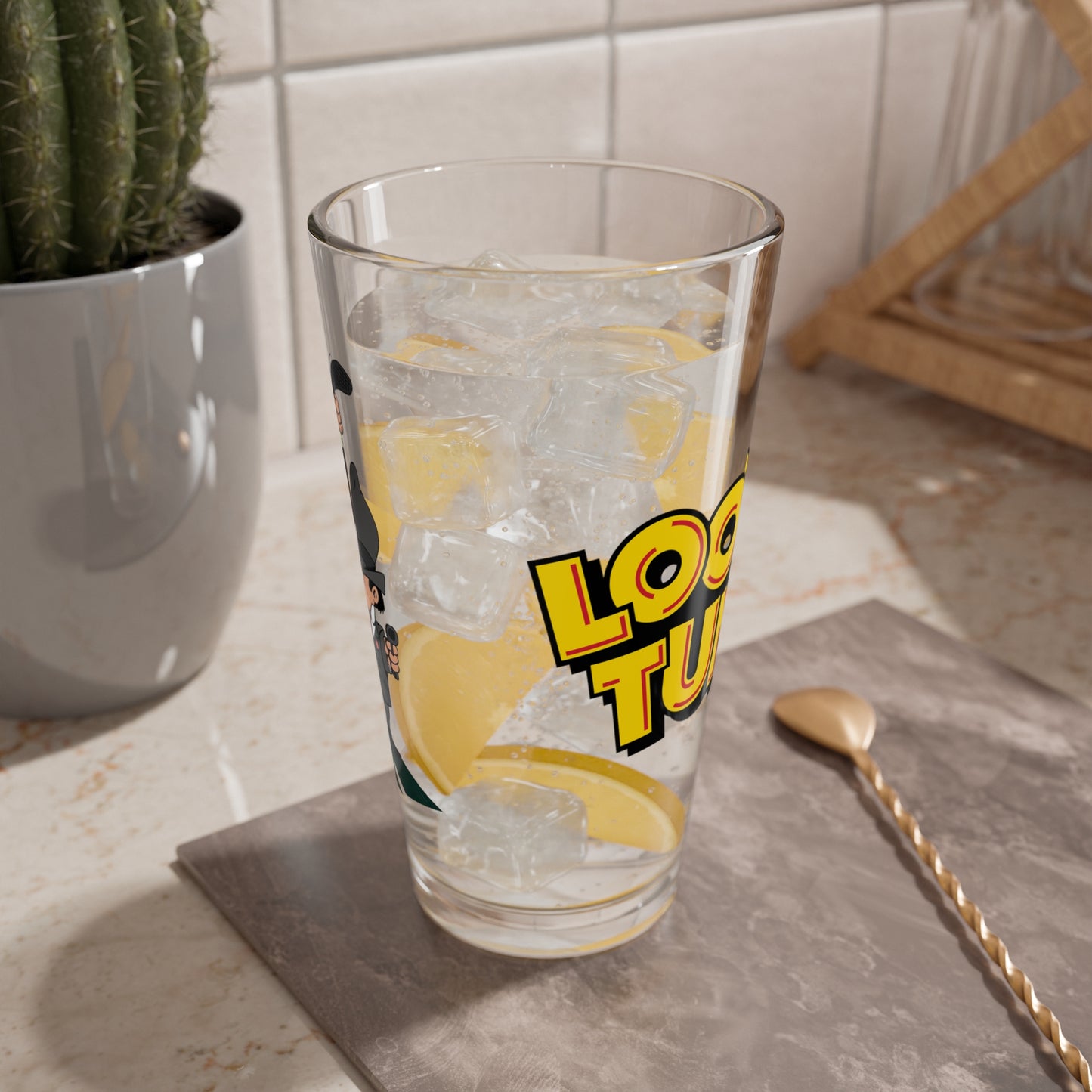 Rocky & Mugsy Pint Glass, 16oz - Looney Tunes - Classic Bugs Bunny Gangster Foes - Retro WB Cartoon Art