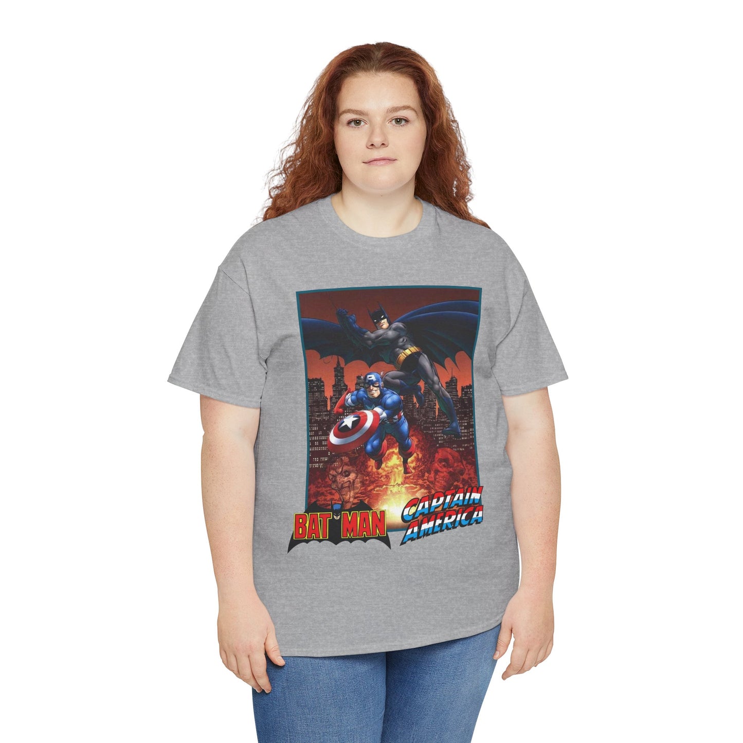 Batman & Captain America T-Shirt - John Byrne Art - Joker & Red Skull - Marvel & DC Comics Crossover Art