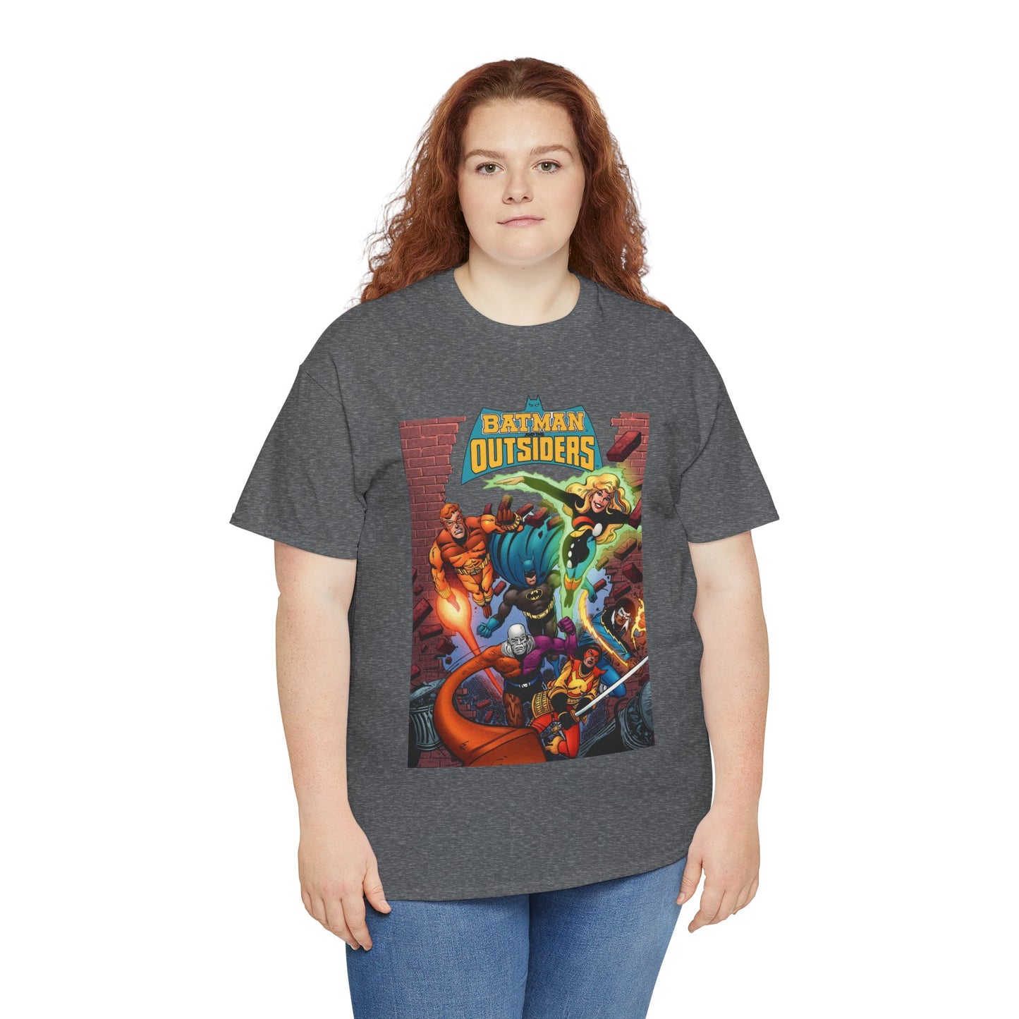 Batman & the Outsiders T-Shirt - Jim Aparo Art - Metamorpho, Katana, Halo, Black Lightning, Geo-Force - DC Comics