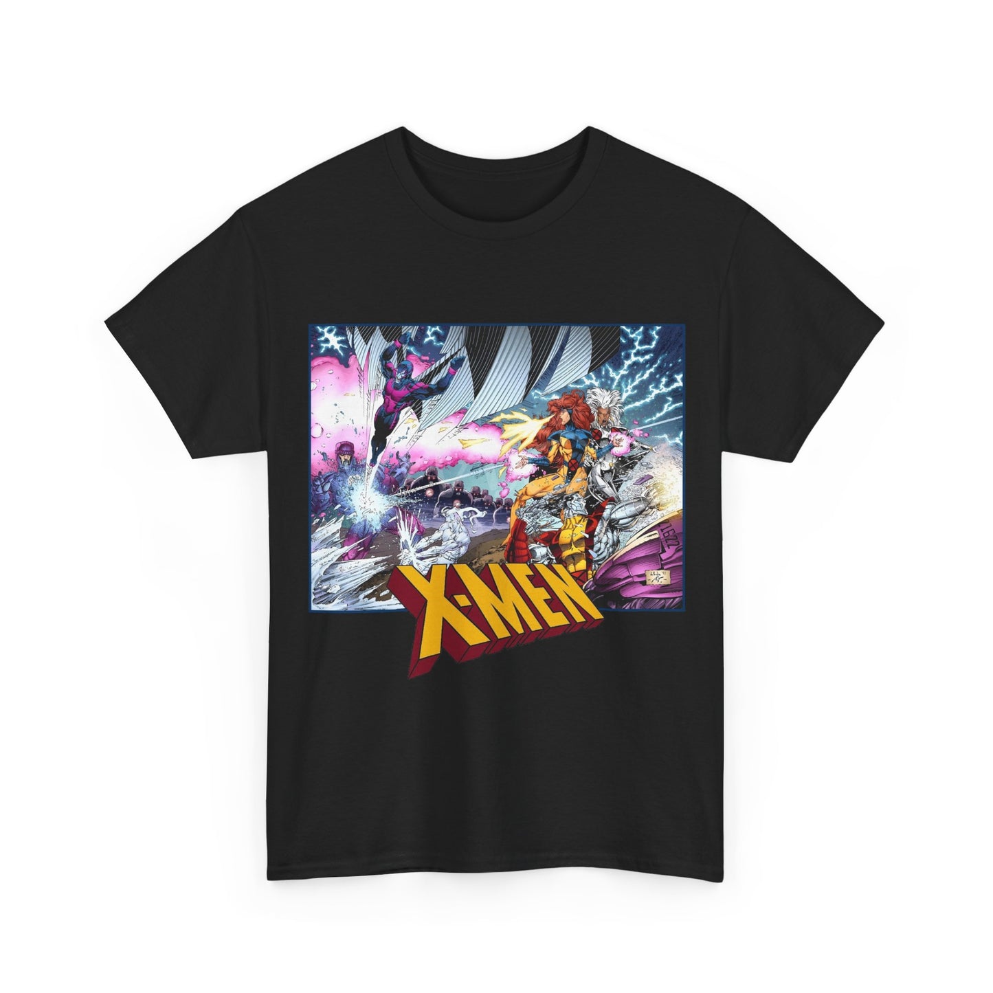 X-Men T-Shirt - Whilce Portacio Art - Storm, Jean Grey, Archangel, Iceman - Fighting Sentinels - Marvel Comics