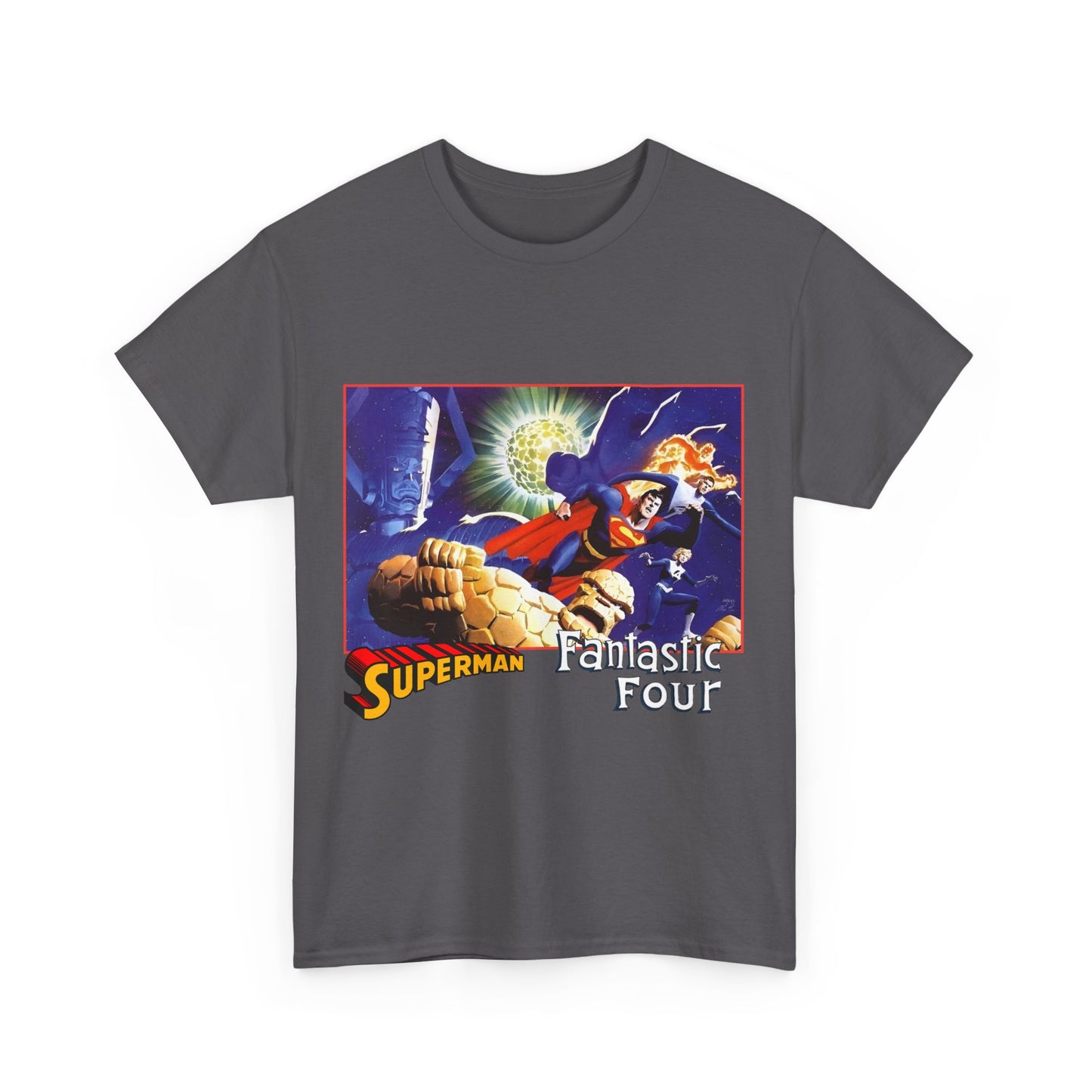 Superman & Fantastic Four T-Shirt - Marvel, DC Comics - Alex Ross, Dan Jurgens - 1990s Crossover Vs Galactus