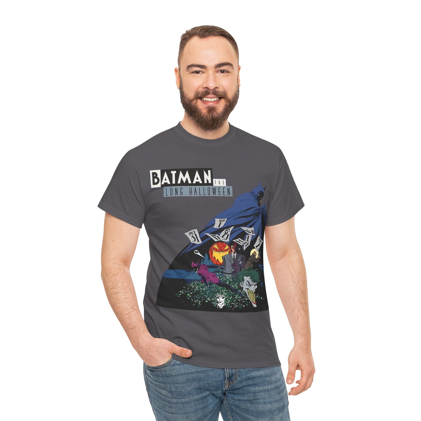 Batman The Long Halloween T-Shirt - Stunning Tim Sale Art - Joker, Catwoman, Two-Face, Poison Ivy, Commissioner Gordon - DC Comics - Classic Story