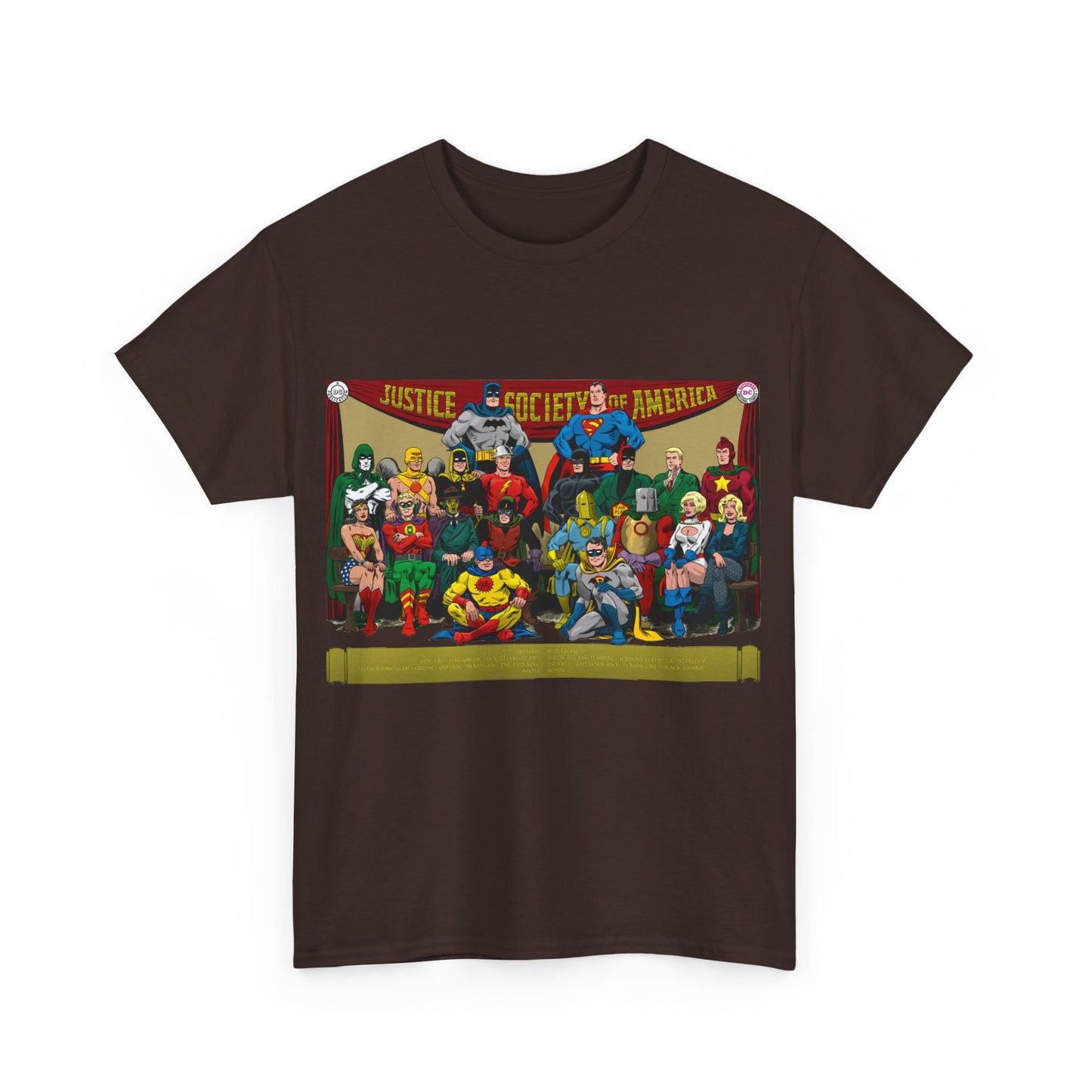 JSA T-Shirt - Sandman, Starman, Atom, Dr Fate, Mr Terrific, Flash, Green Lantern - DC Comics - Justice Society of America - Golden Age
