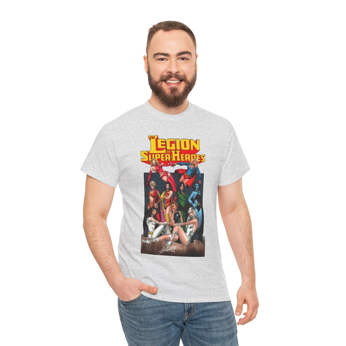 Legion of Super-Heroes T-Shirt - George Perez Art - Saturn Girl, Supergirl, Dream Girl, Shadow Lass, Phantom Girl - The Super Woman of LOSH - DC Comics