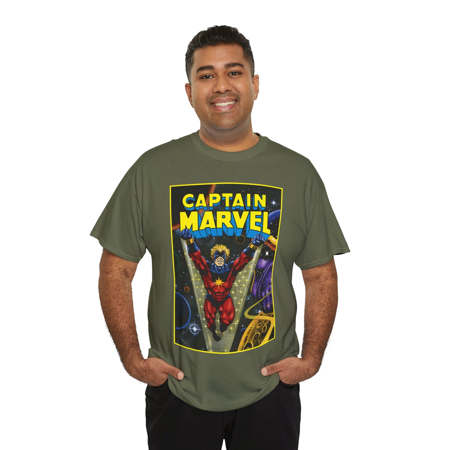 Captain Marvel T-Shirt - Mar-Vell - Thanos - Jim Starlin Art - 1970s Cosmic Superhero - Marvel Comics