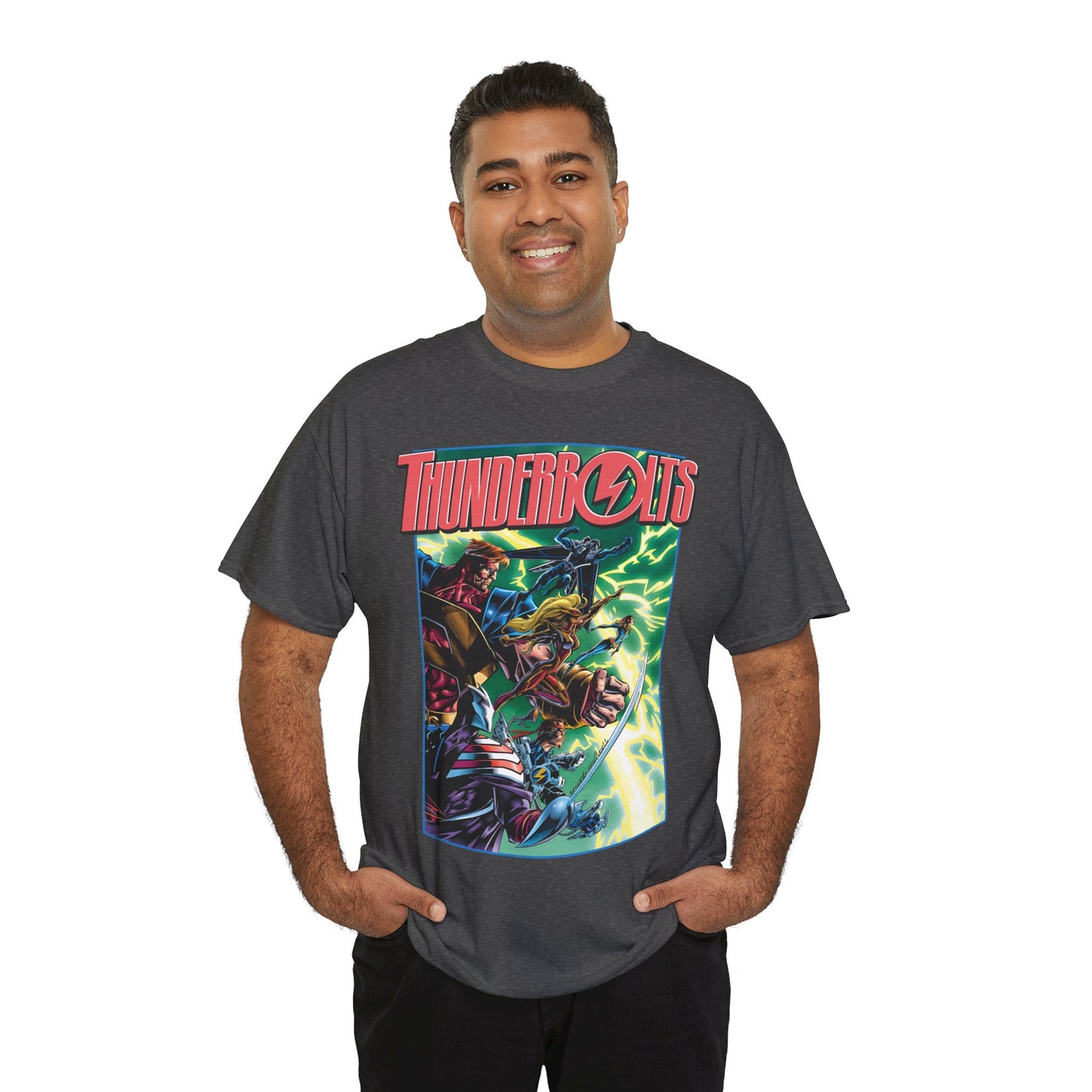 Thunderbolts T-Shirt - Amazing Mark Bagley Art - Citizen V, MACH-1, Atlas, Songbird, Fixer, Techno - Marvel Comics Characters - Avengers Connection