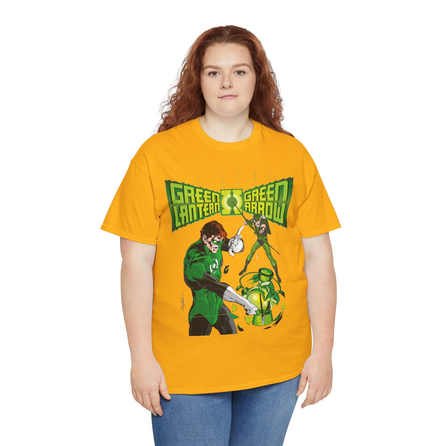 Green Lantern & Green Arrow T-Shirt - Neal Adams Art - Hal Jordan & Oliver Queen - Justice League Members - 1970s DC Comics