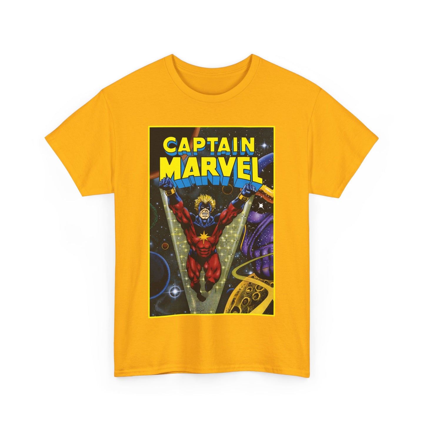 Captain Marvel T-Shirt - Mar-Vell - Thanos - Jim Starlin Art - 1970s Cosmic Superhero - Marvel Comics