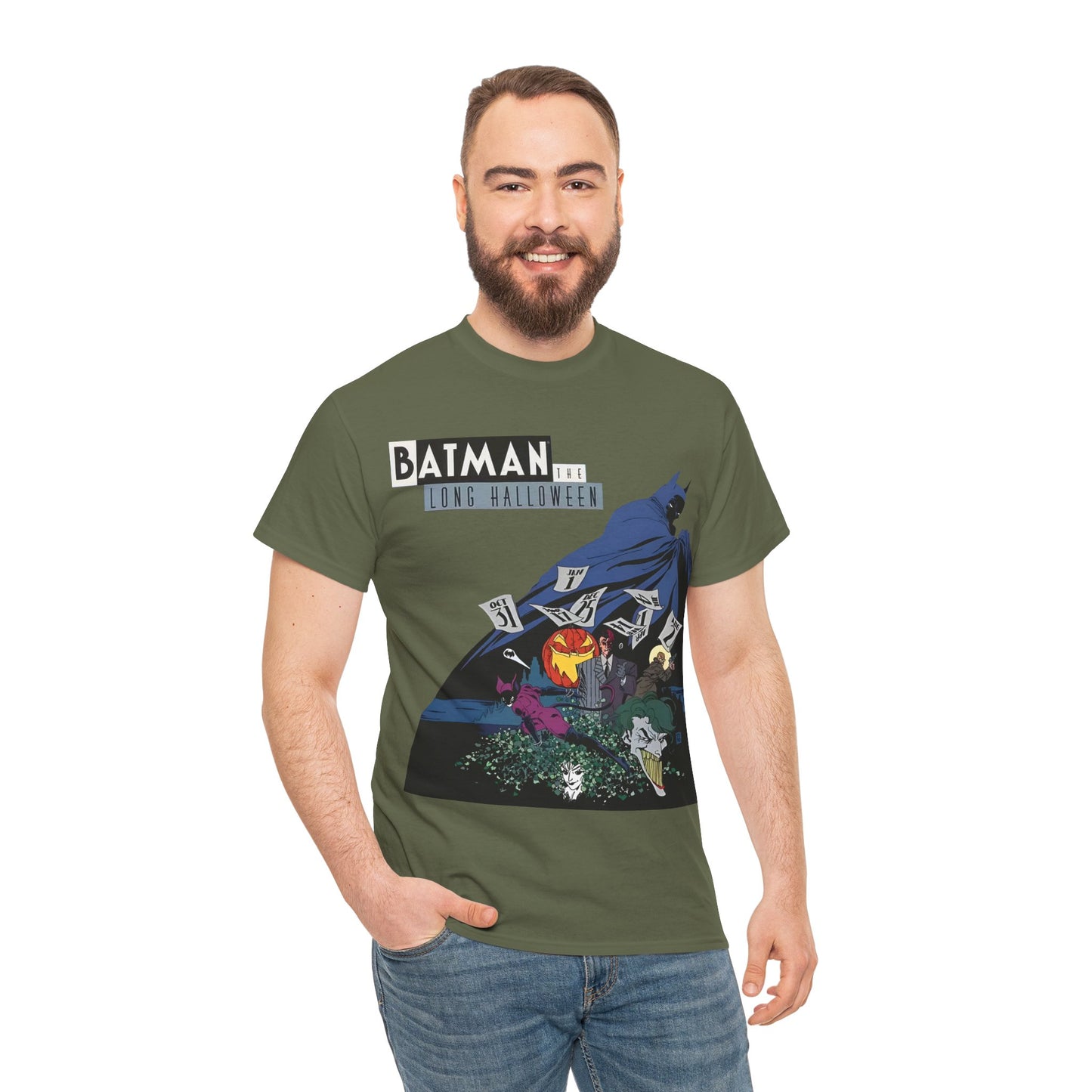 Batman The Long Halloween T-Shirt - Stunning Tim Sale Art - Joker, Catwoman, Two-Face, Poison Ivy, Commissioner Gordon - DC Comics - Classic Story