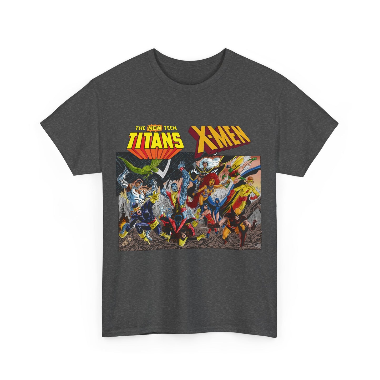 Uncanny X-Men Vs New Teen Titans T-Shirt - Amazing John Byrne Art - DC Comics, Marvel Comics Crossover - Wolverine, Starfire, Cyclops, Storm, Raven, Wonder Girl