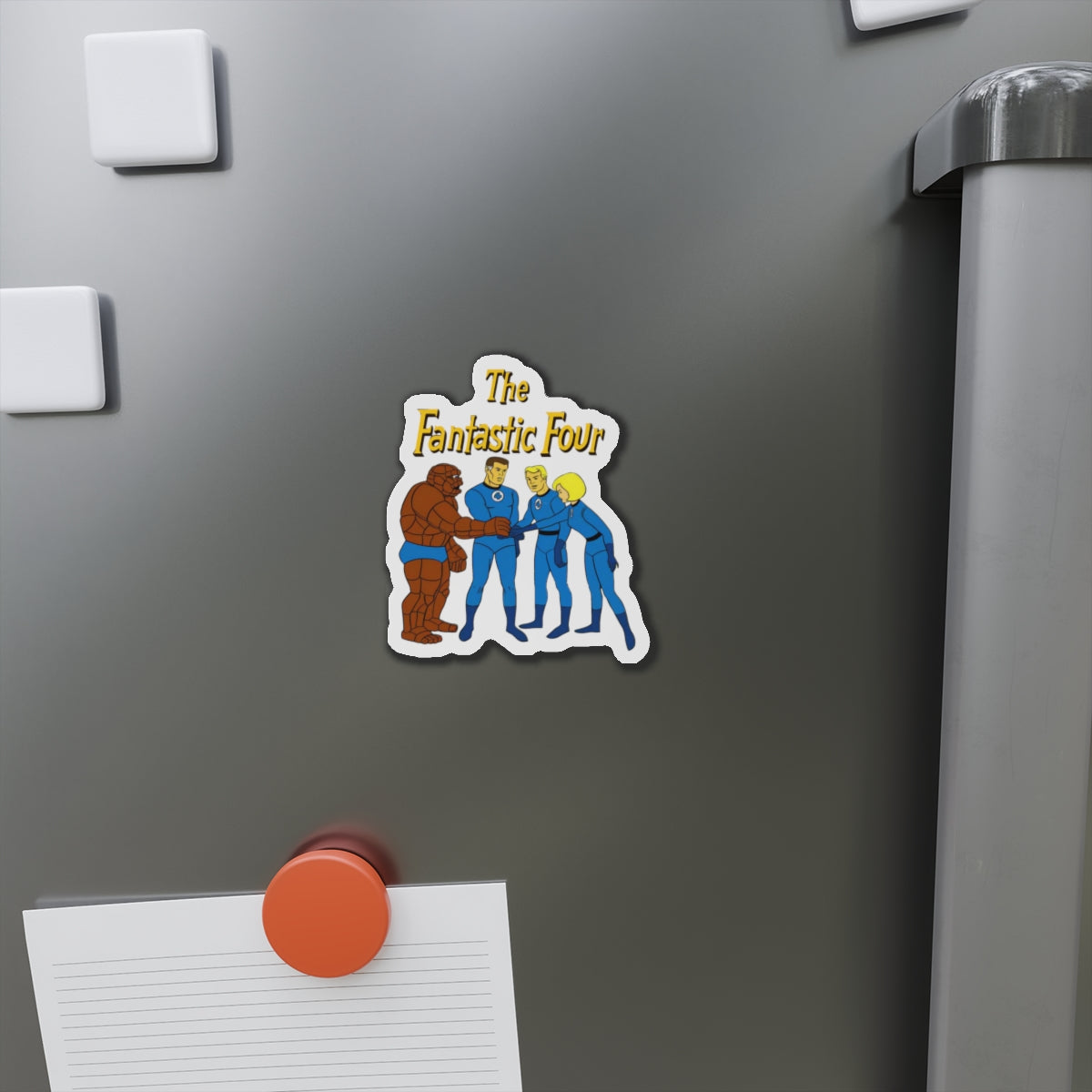 Fantastic Four Die-Cut Magnet - Hanna-Barbera Cartoon - Reed Richards, Invisible Girl, Human Torch, The Thing - Marvel Comics - 3", 4", 5", 6"