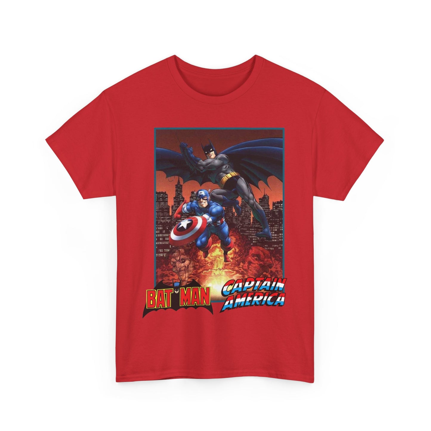 Batman & Captain America T-Shirt - John Byrne Art - Joker & Red Skull - Marvel & DC Comics Crossover Art