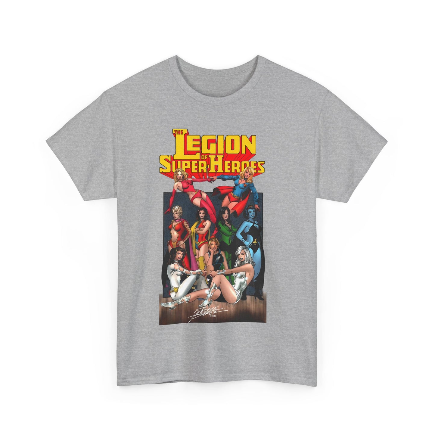 Legion of Super-Heroes T-Shirt - George Perez Art - Saturn Girl, Supergirl, Dream Girl, Shadow Lass, Phantom Girl - The Super Woman of LOSH - DC Comics