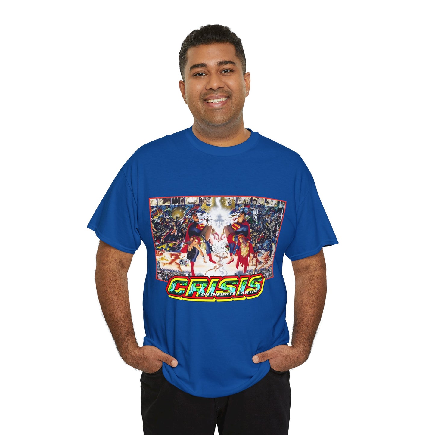 Crisis on Infinite Earths T-Shirt - Alex Ross & George Perez Art - Superman, Wonder Woman, Supergirl, Flash, Monitor, Anti-Monitor - DC Comics