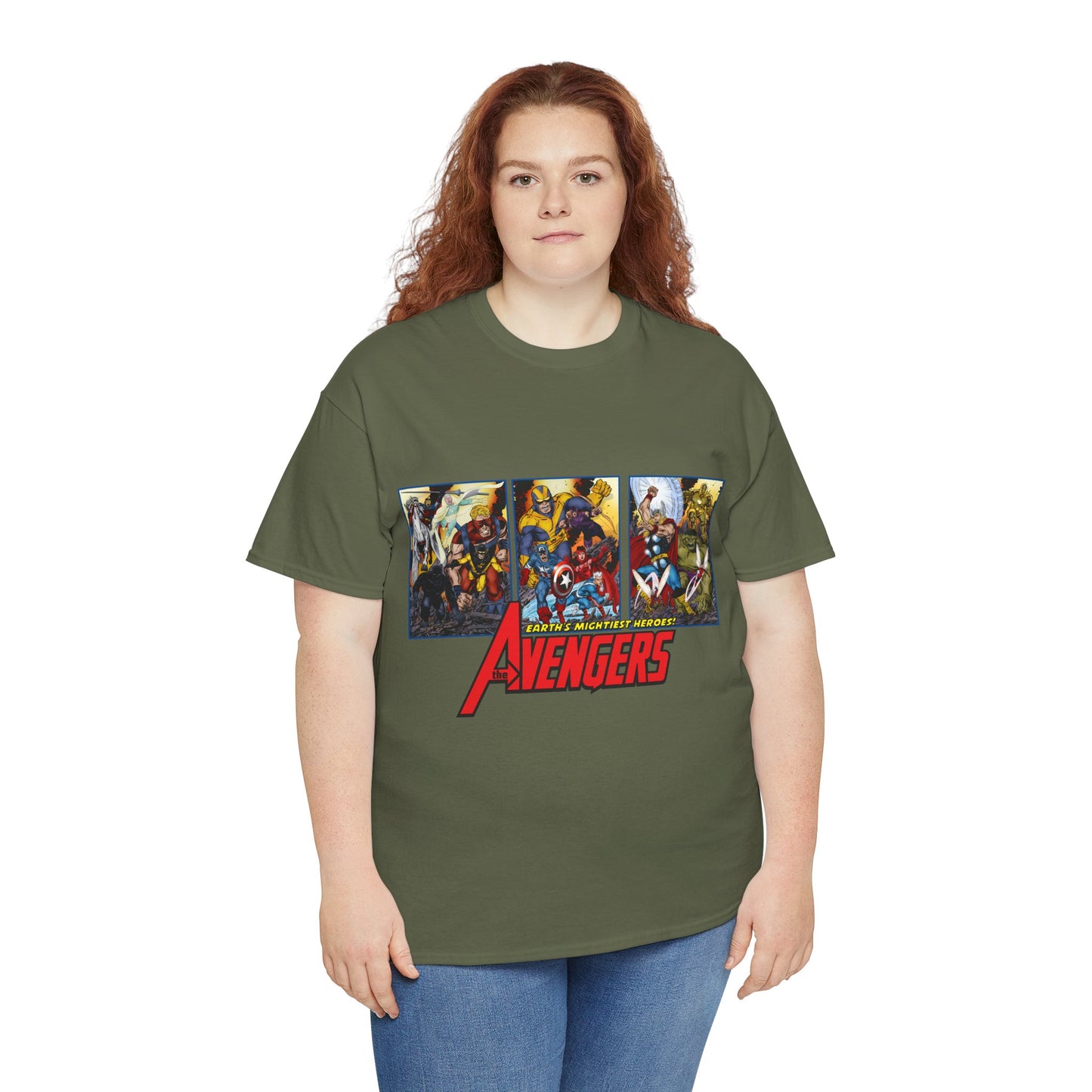 Avengers T-Shirt - John Byrne Art - Thor, Captain America, Iron Man, Hulk, Scarlet Witch, Wasp, Quicksilver, The Black Knight - Marvel Comics