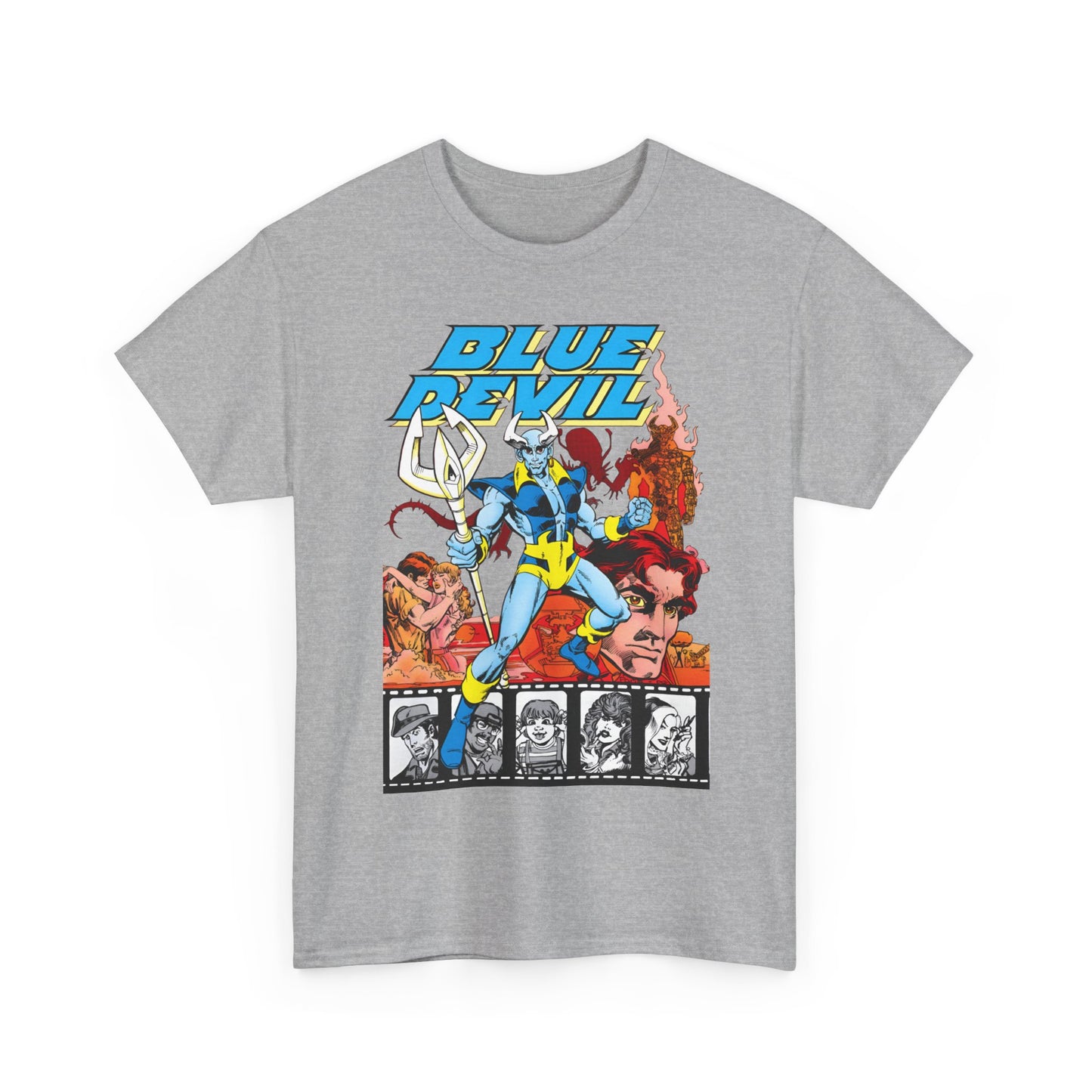 Blue Devil T-Shirt - Dan Mishkin, Gary Cohn, & Paris Cullins - Dan Cassidy, Hollywood Stuntman - 1980s DC Comics Series