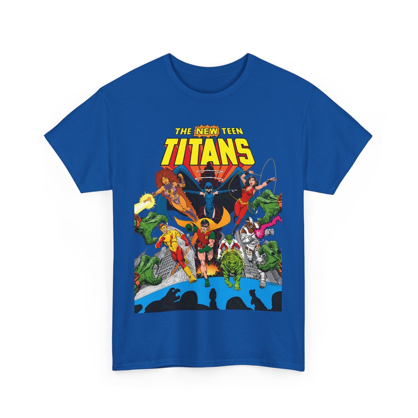 New Teen Titans T-Shirt - George Perez Art - Robin, Wonder Girl, Kid Flash, Changeling, Starfire, Cyborg, Raven - DC Comics - Classic 1980s Series