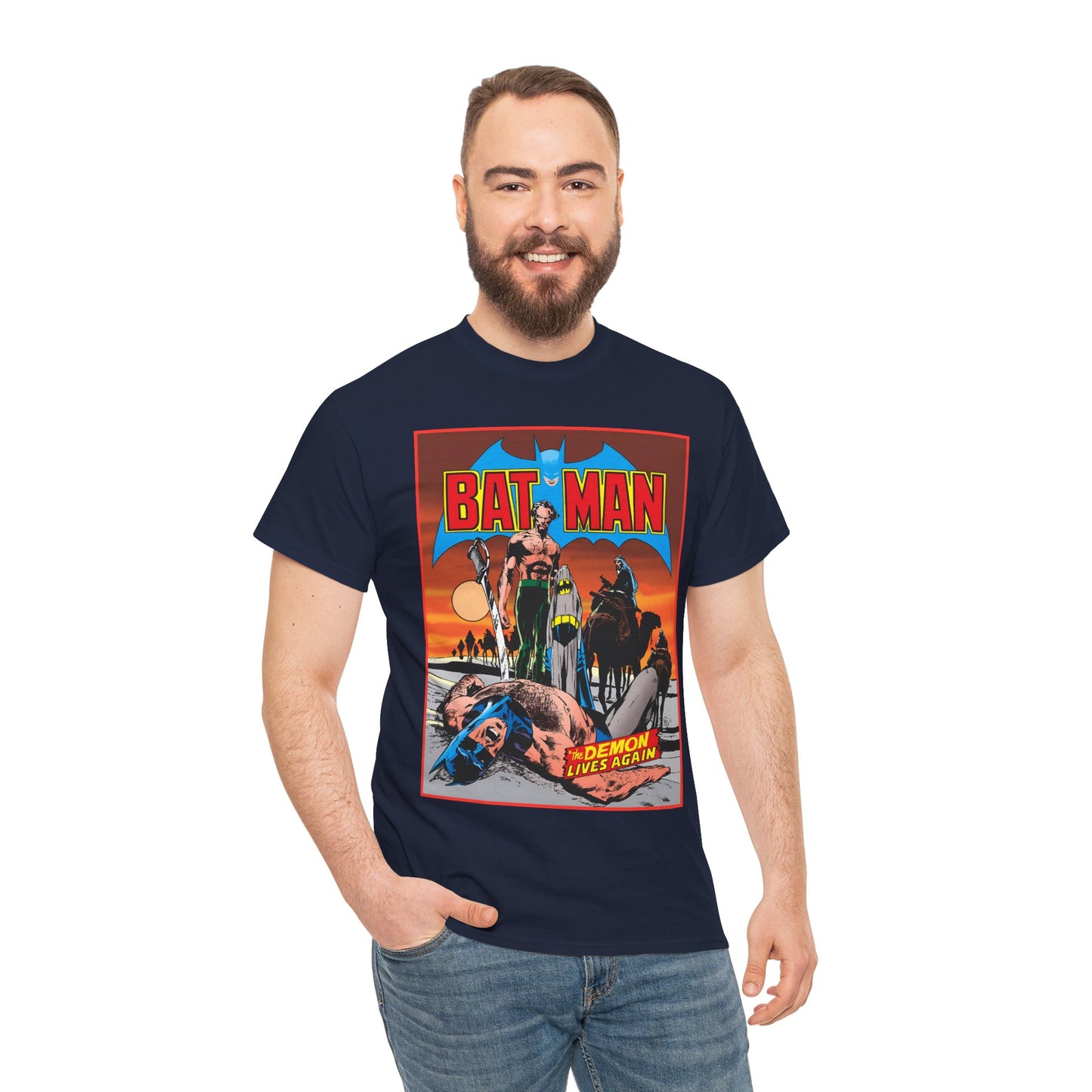 Batman T-Shirt - Neal Adams Art - R'as Al Ghul - Demon Lives Again - DC Comics - Dark Knight Detective