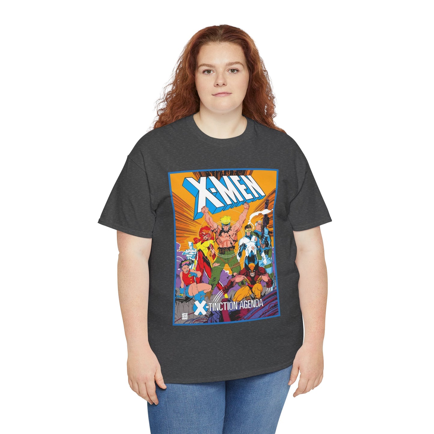 Uncanny X-Men T-Shirt - Jim Lee Art - Wolverine, Cyclops, Jean Grey, Cable, Iceman, Havok, Jubilee - X-Tinction Agenda - Marvel Comics