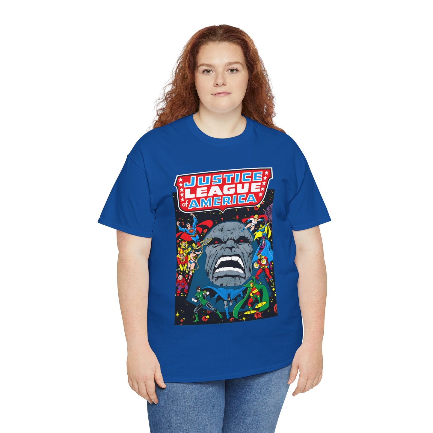 Justice League of America T-Shirt - George Perez Art - JLA/JSA/New Gods Crossover - Darkseid, Orion, Mr Miracle, Huntress, Firestorm, Dr Fate - DC Comics