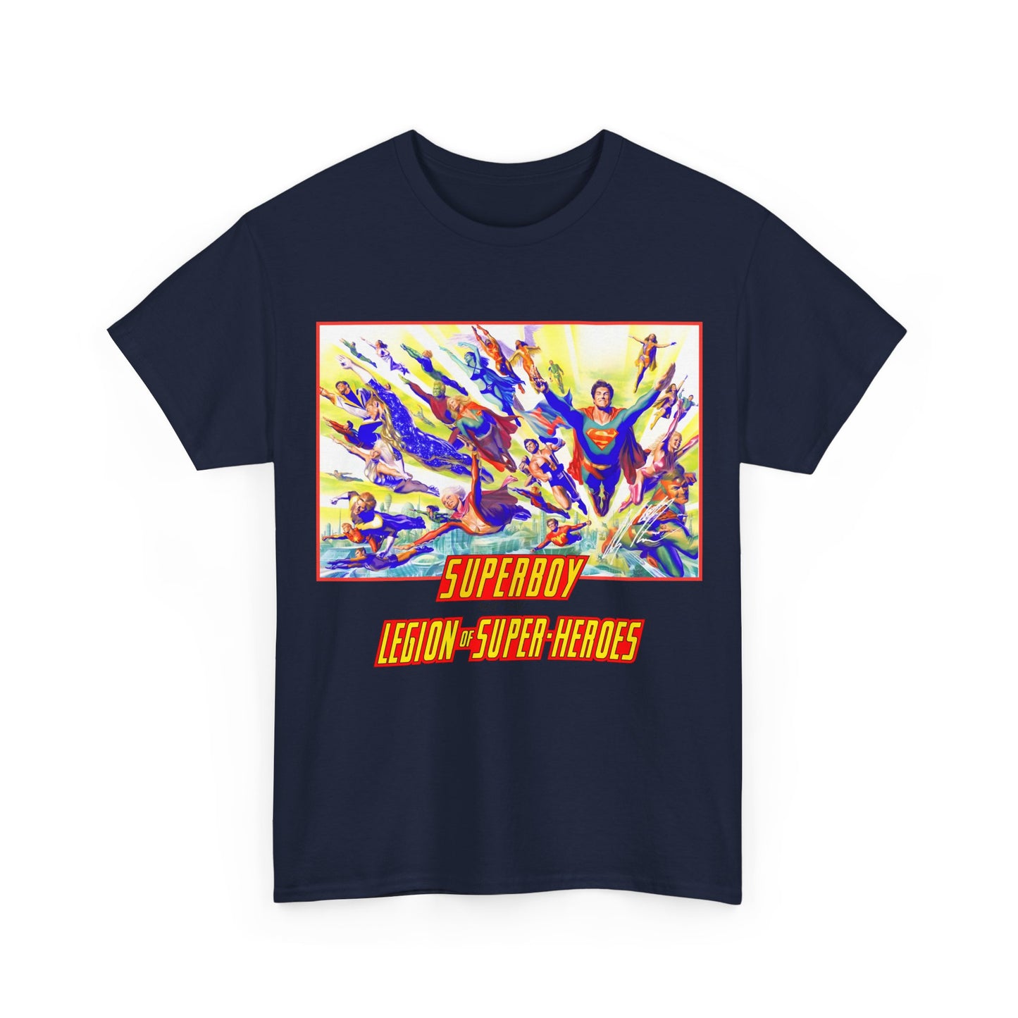 Superboy & Legion of Super-Heroes T-Shirt - Alex Ross Art - Saturn Girl, Brainiac 5, Lightning Lad, Shadow Lass, Dawnstar, Karate Kid - DC Comics