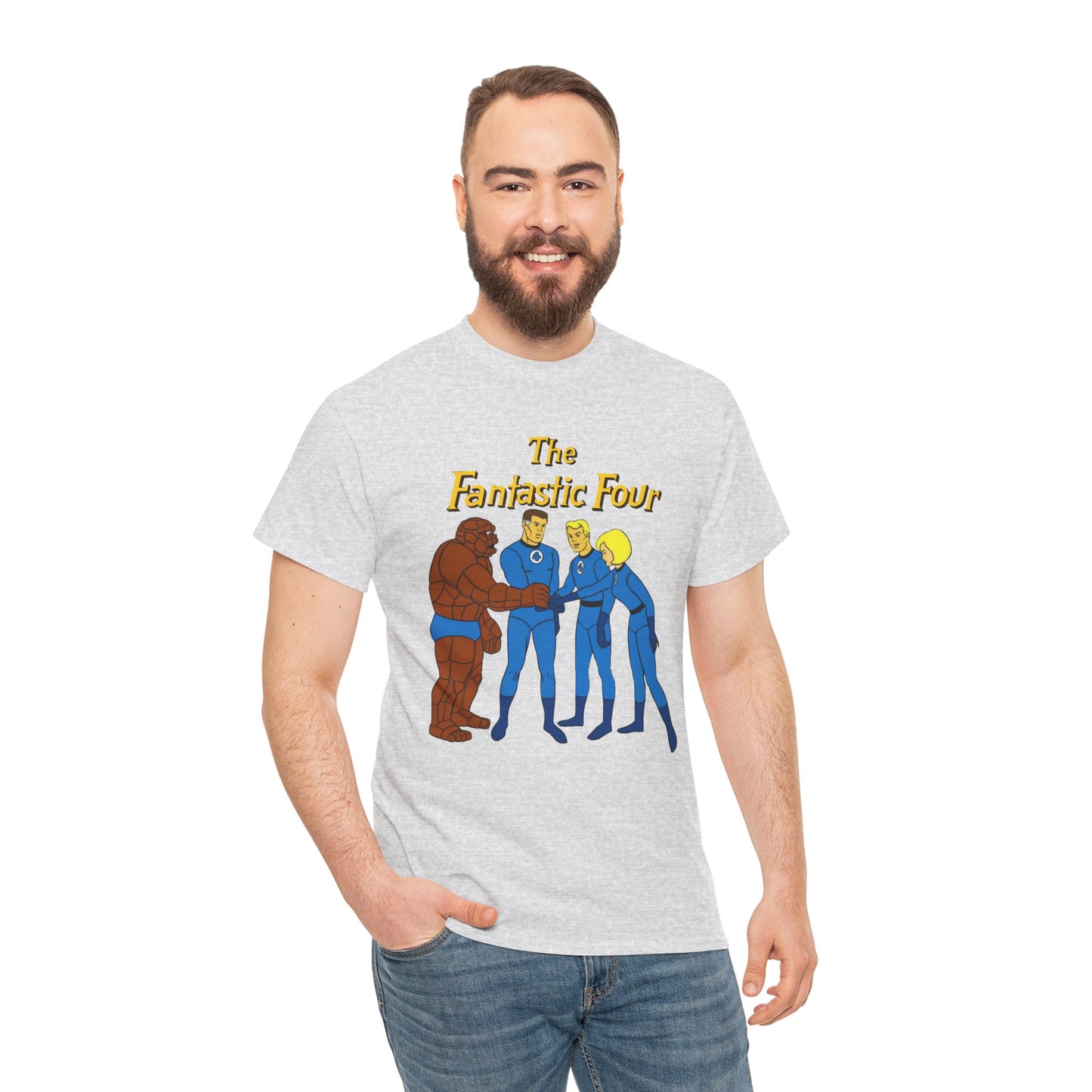 Fantastic Four T-Shirt - Hanna-Barbera 1960s Cartoon - Human Torch, The Thing, Invisible Woman - Marvel Comics