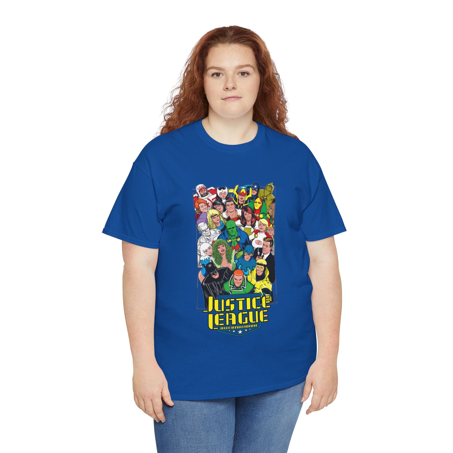 Justice League International T-Shirt - DC Comics - JLI - Kevin Maguire Art - Blue Beetle, Booster Gold, Martian Manhunter, Captain Atom