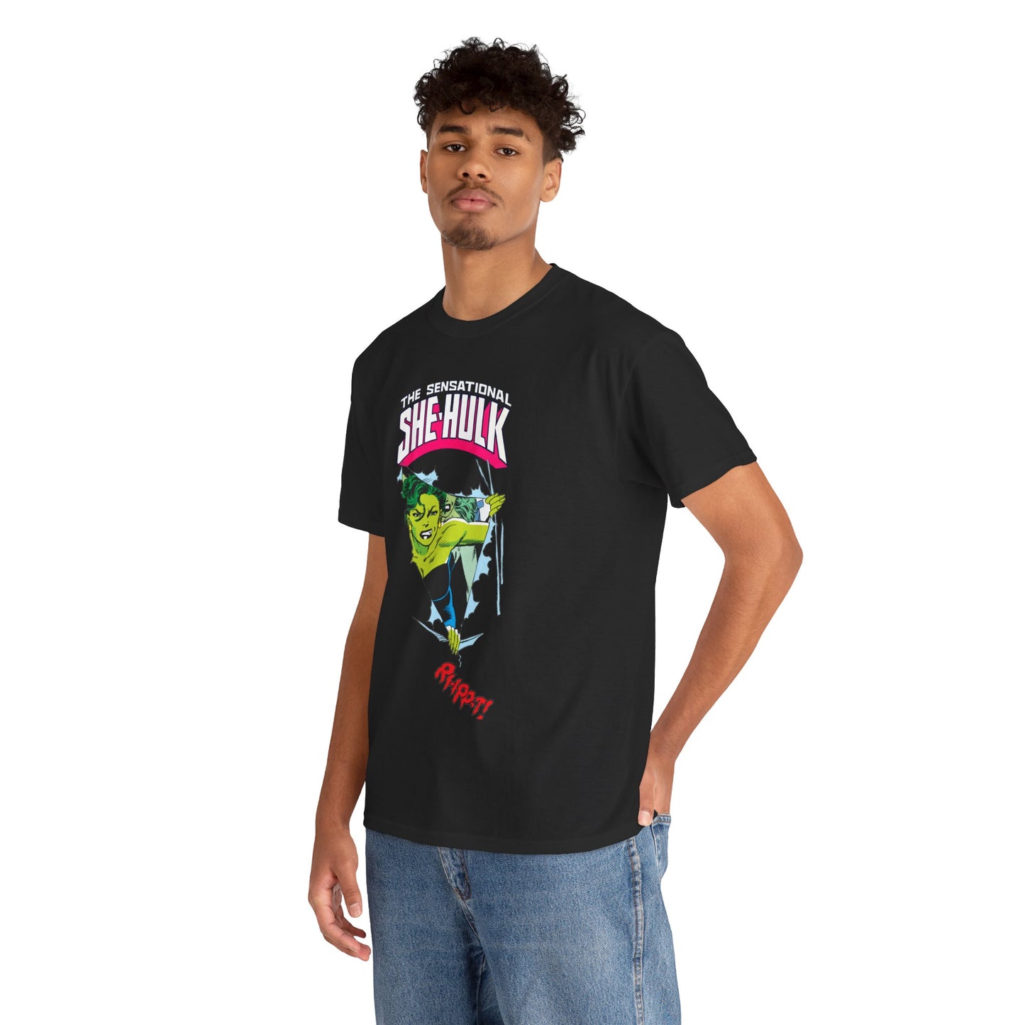 Sensational She-Hulk T-Shirt - John Byrne Art - Marvel Comics - Jennifer Walters - Ripping Through the Shirt - Fourth Wall