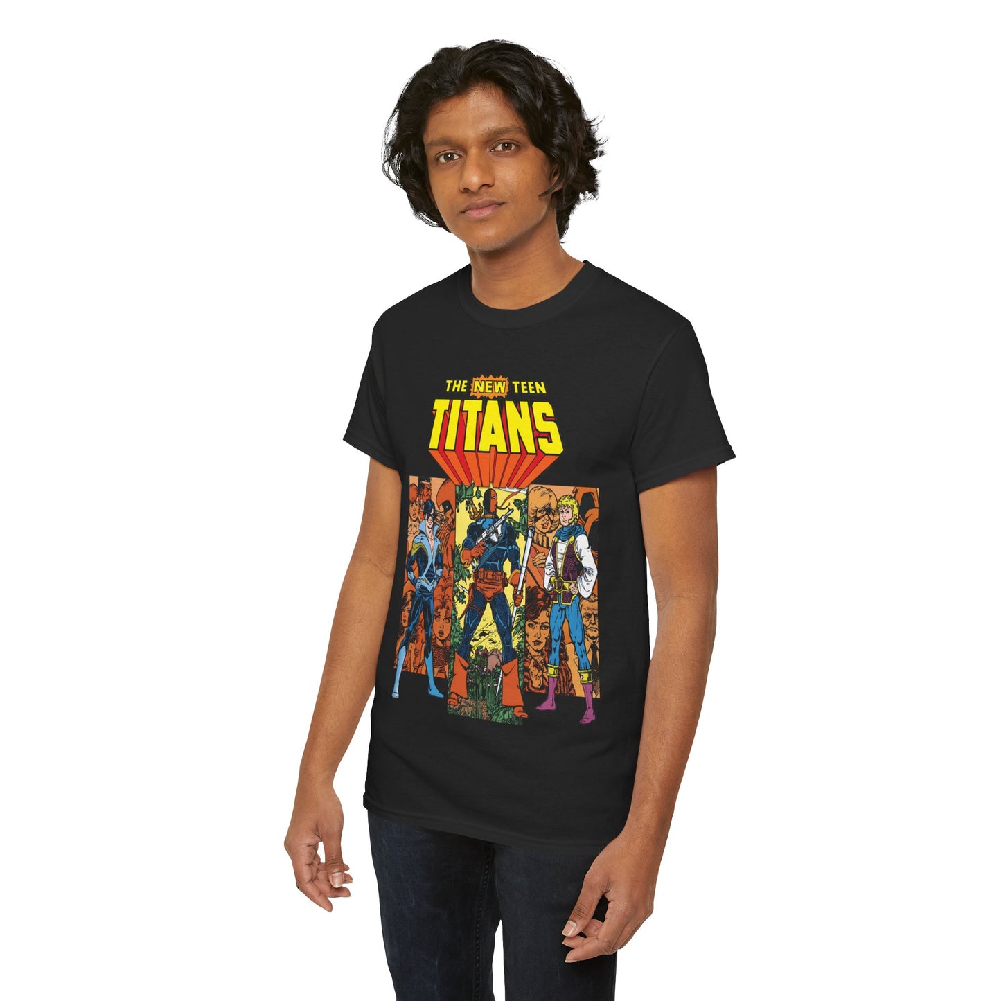 New Teen Titans T-Shirt - George Perez Art - Judas Contract - Nightwing, Jericho, Deathstroke, Changeling. Starfire - DC Comics