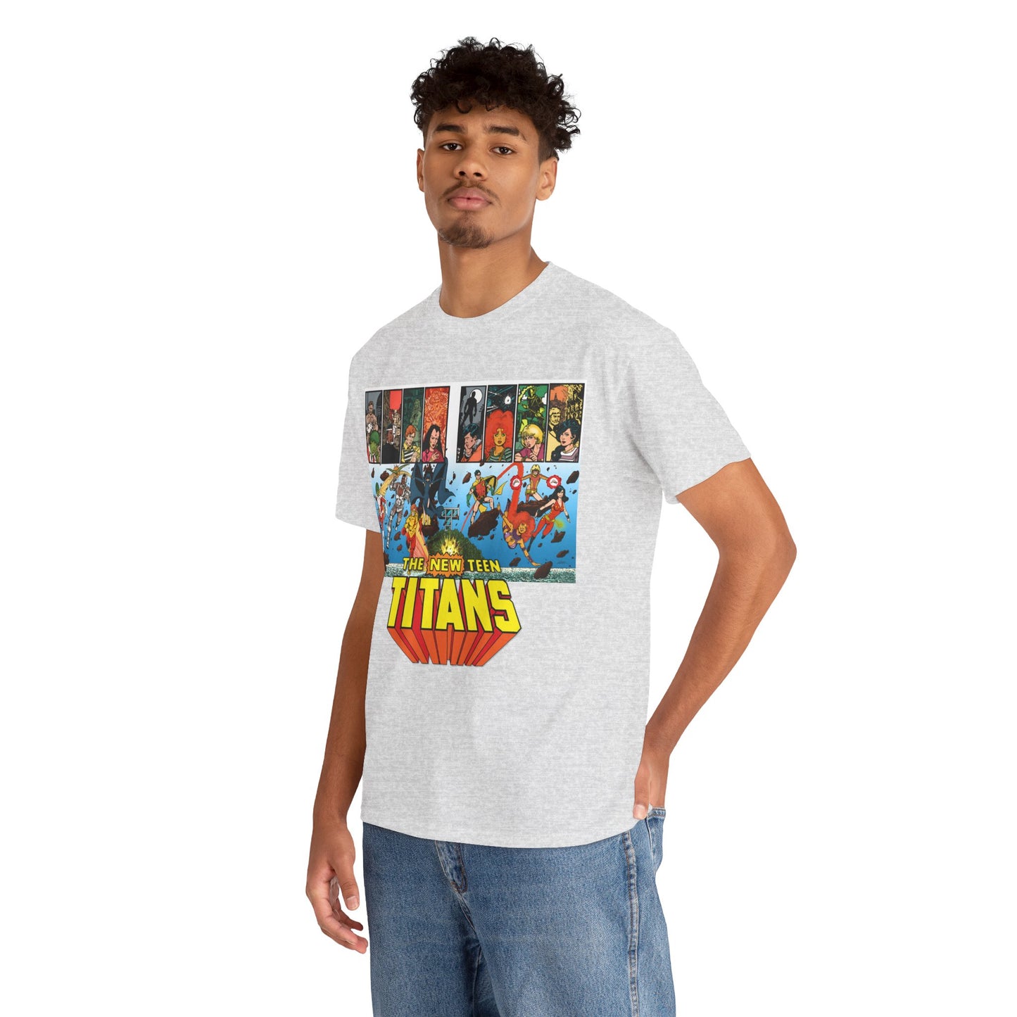 New Teen Titans T-Shirt - George Perez Art - Robin, Wonder Girl, Cyborg, Raven, Starfire, Kid Flash - DC Comics