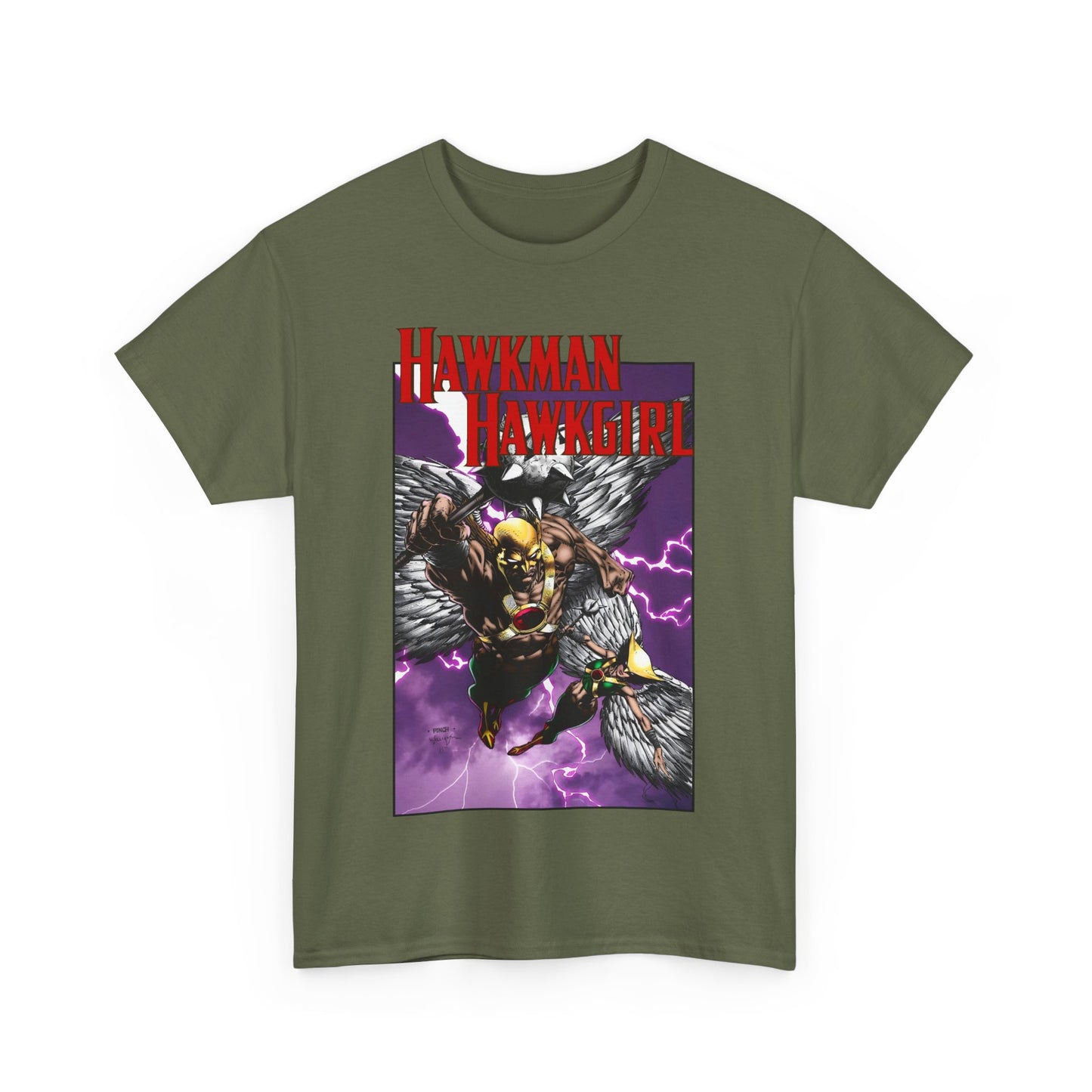 Hawkman & Hawkgirl T-Shirt - David Finch Art - Carter & Shayera Hall - JLA & JSA Members - DC Comics