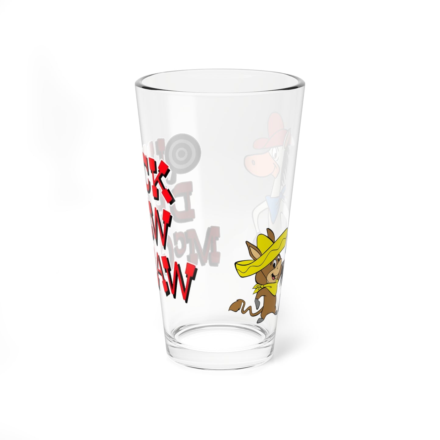 Quick Draw McGraw & Baba Looey Pint Glass, 16oz - Popular Hanna-Barbera Cartoon 1960s TV Series