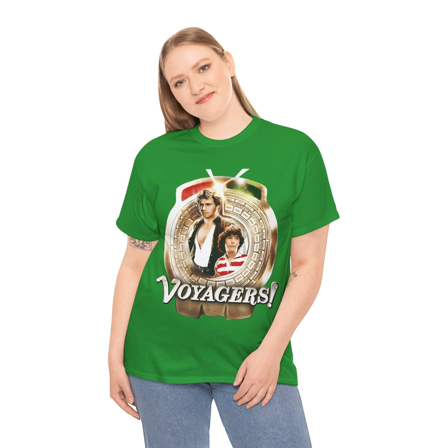 Voyagers T-Shirt - Jon-Erik Hexum, Meeno Peluce - Omni - Popular 1980s Time Travel TV Show - Cult Classic
