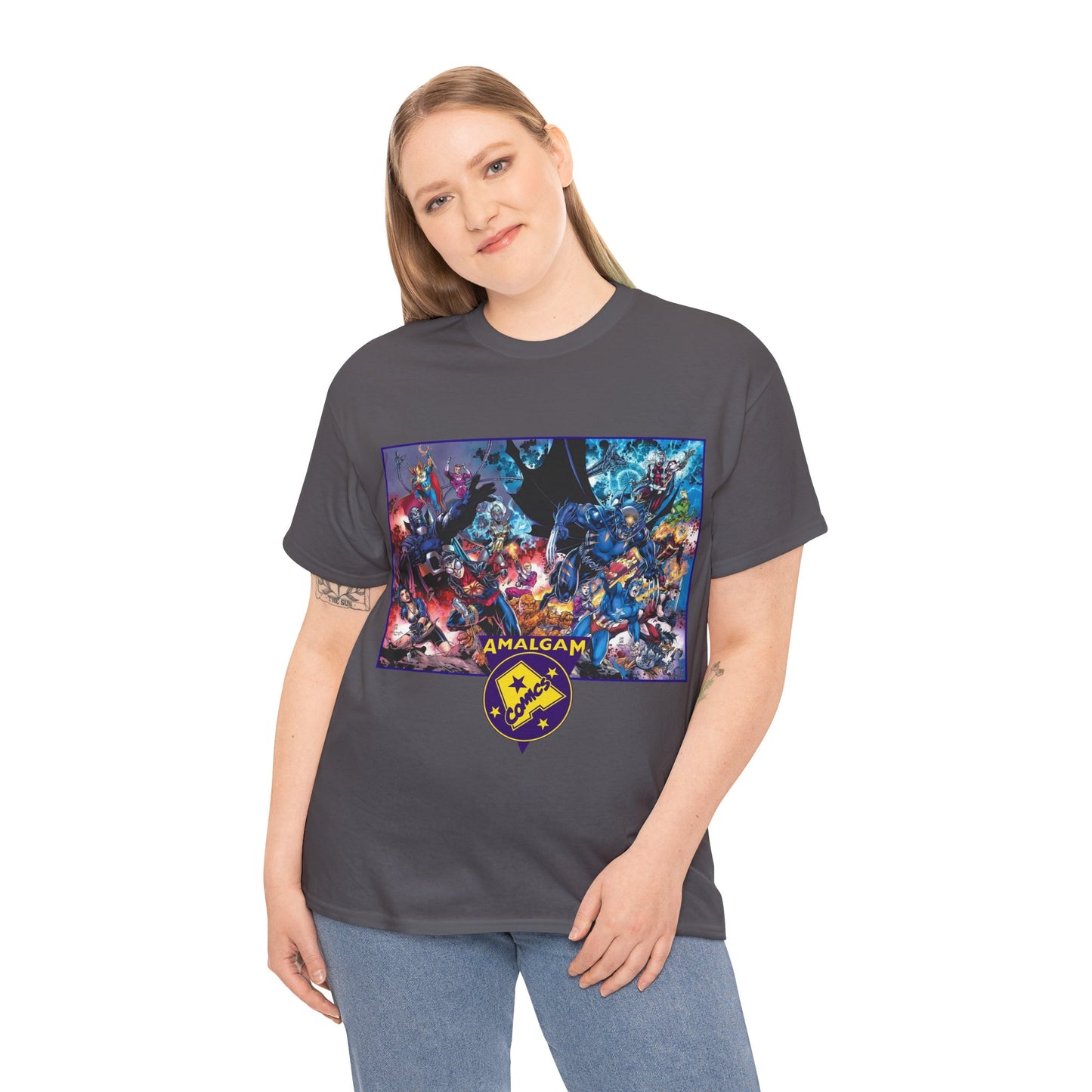 Amalgam T-Shirt - DC Vs Marvel Comics - 1990s - Jim Lee Art - Dark Claw, Amazon, Super Soldier, Spiderboy, Speed Demon