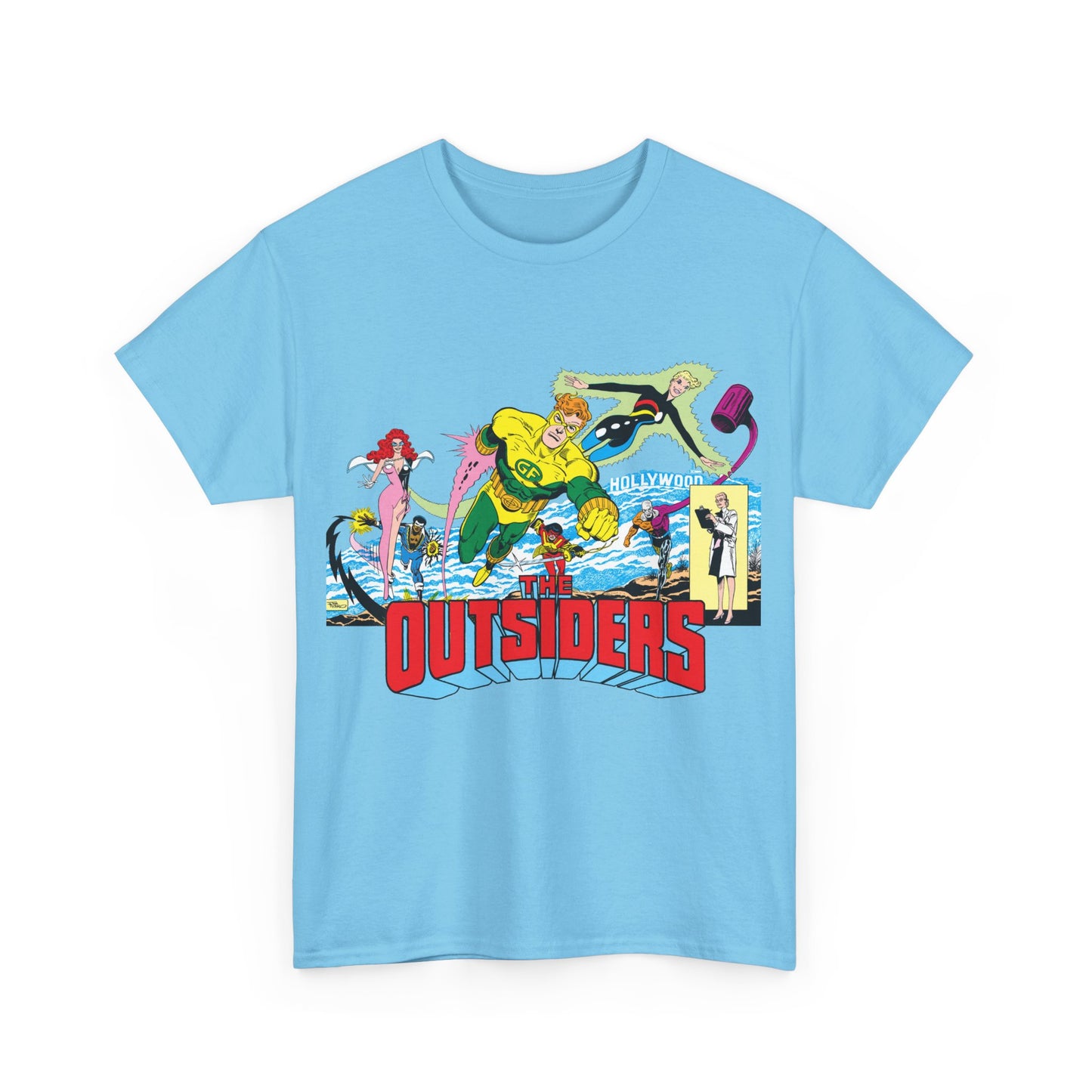 Outsiders T-Shirt - Amazing Jim Aparo Art - Black Lightning, Geo-Force, Katana, Metamorpho, Looker, Halo - DC Comics