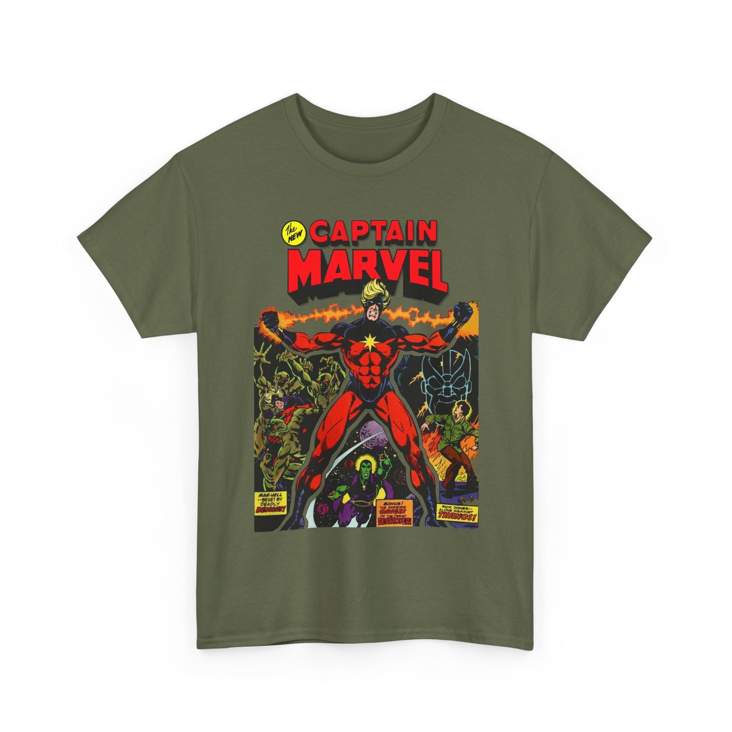 Captain Marvel T-Shirt - Jim Starlin Art - Thanos - Drax the Destroyer - Issue #32 Cover Art