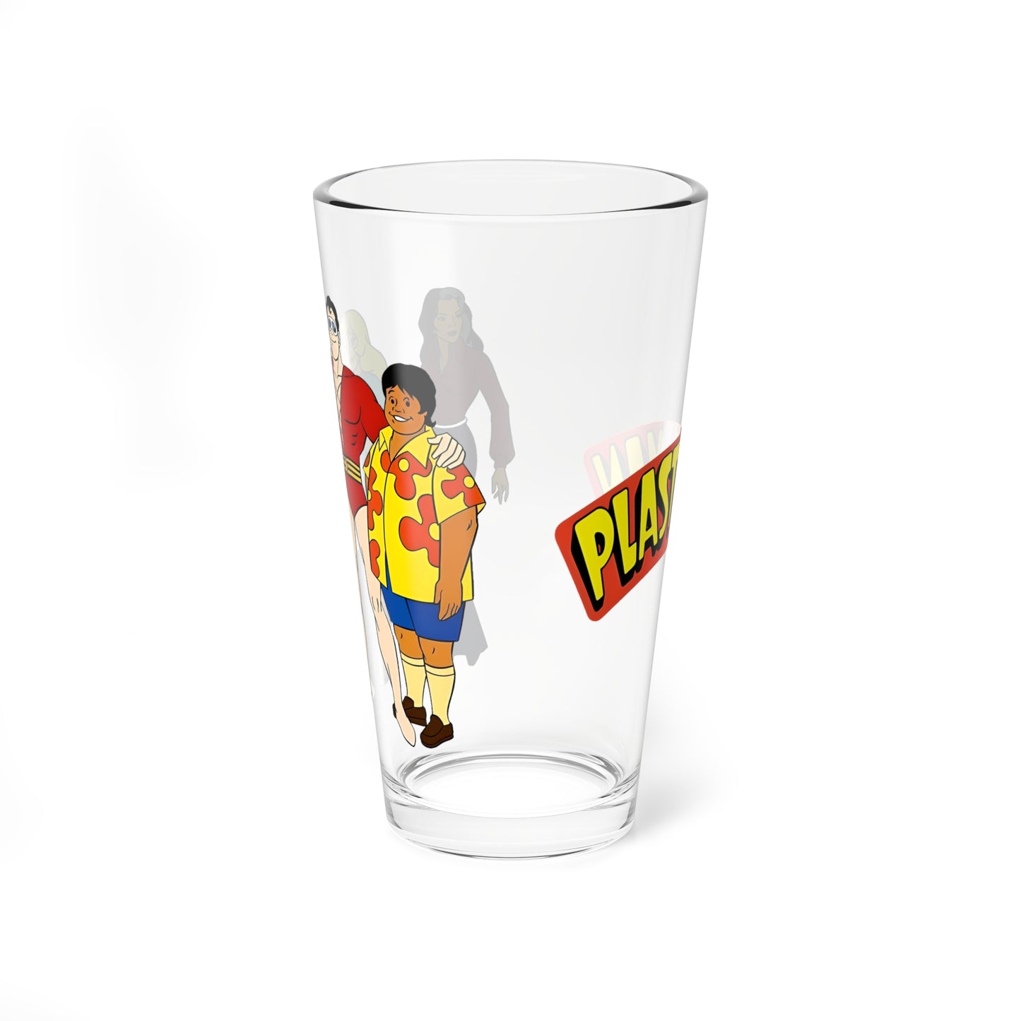 Plastic Man Pint Glass, 16oz - Saturday Morning Cartoon 1970s - Penny, Hula-Hula