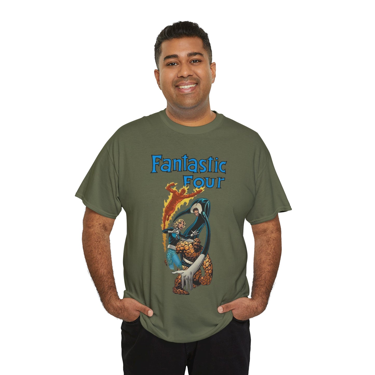 Fantastic Four T-Shirt - John Byrne Art - Invisible Woman, Reed Richards, The Thing, Human Torch - Marvel Comics