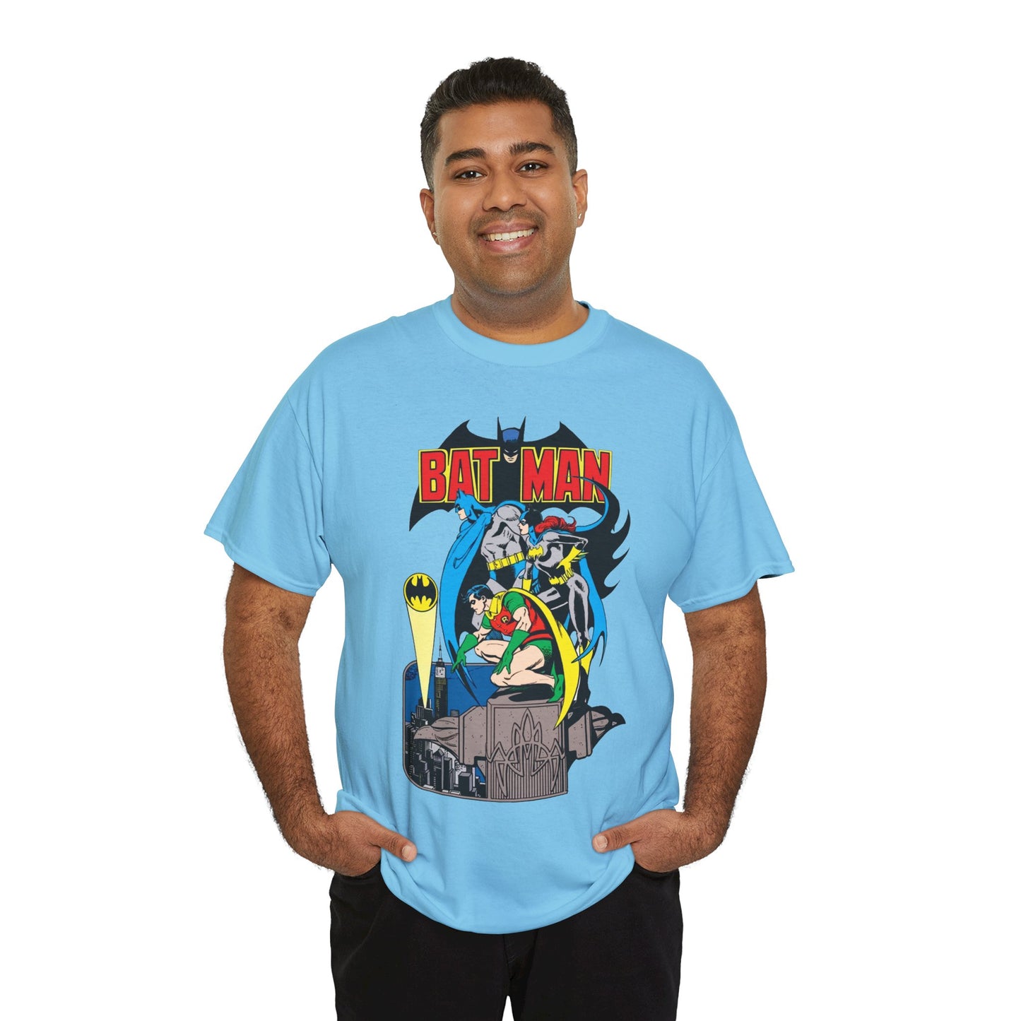 Batman, Robin & Batgirl T-Shirt - José Luis García-López Art - DC Comics Style Guide - 1970s Retro Art - Gotham City - Bat Signal