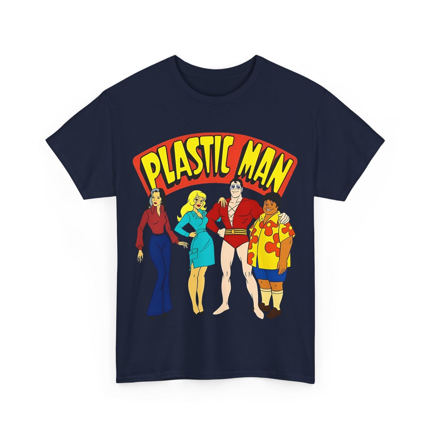 Plastic Man T-Shirt - Penny, Hula-Hula - Ruby-Spears Saturday Morning Cartoon 1980s - DC Comics Character