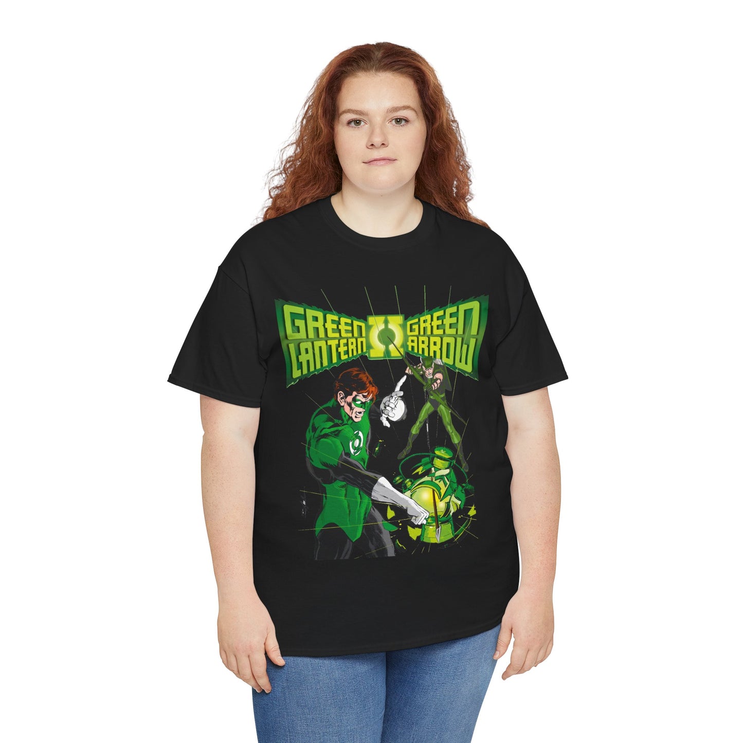 Green Lantern & Green Arrow T-Shirt - Neal Adams Art - Hal Jordan & Oliver Queen - Justice League Members - 1970s DC Comics